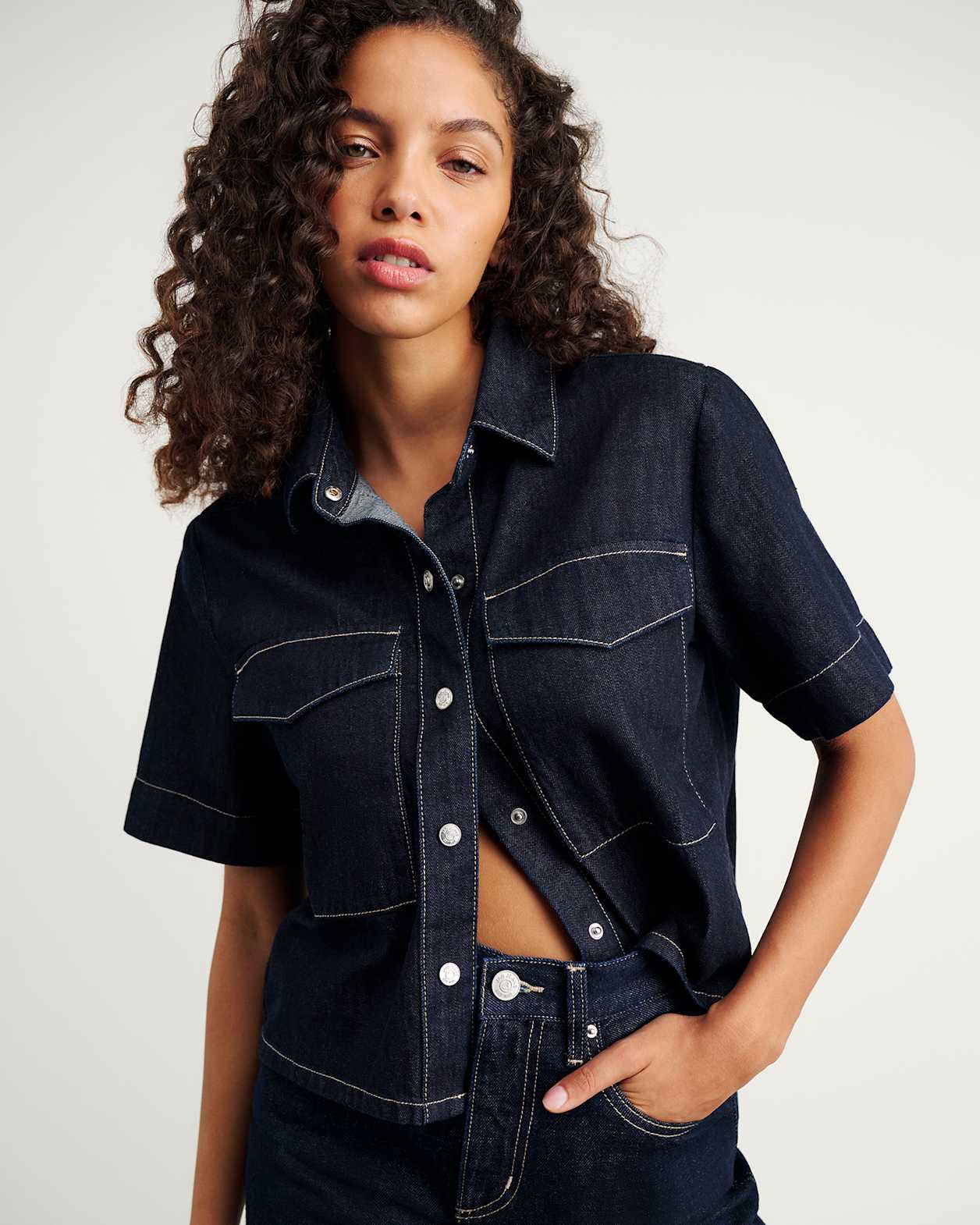 Loe Denim Short Sleeve Shirt in RAW WASH