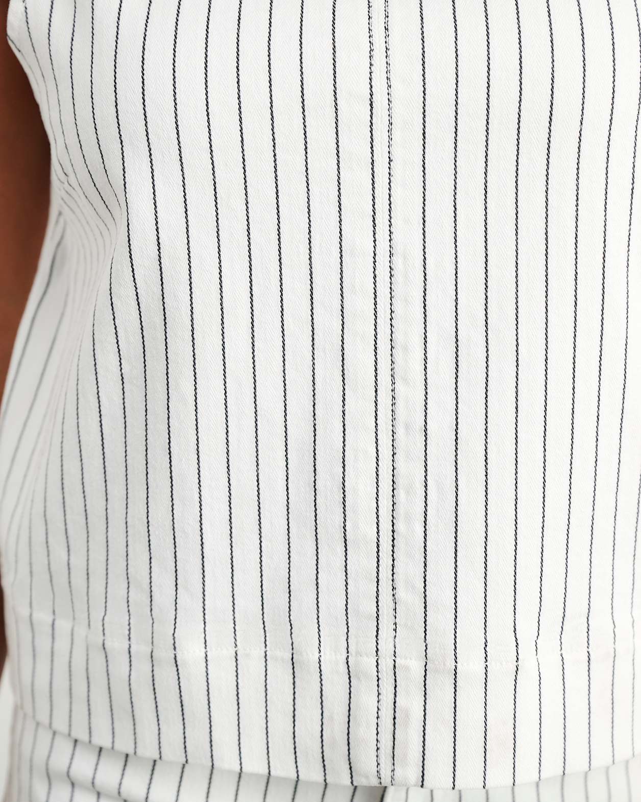 Billie Stripe Denim Top in WHITE/BLACK