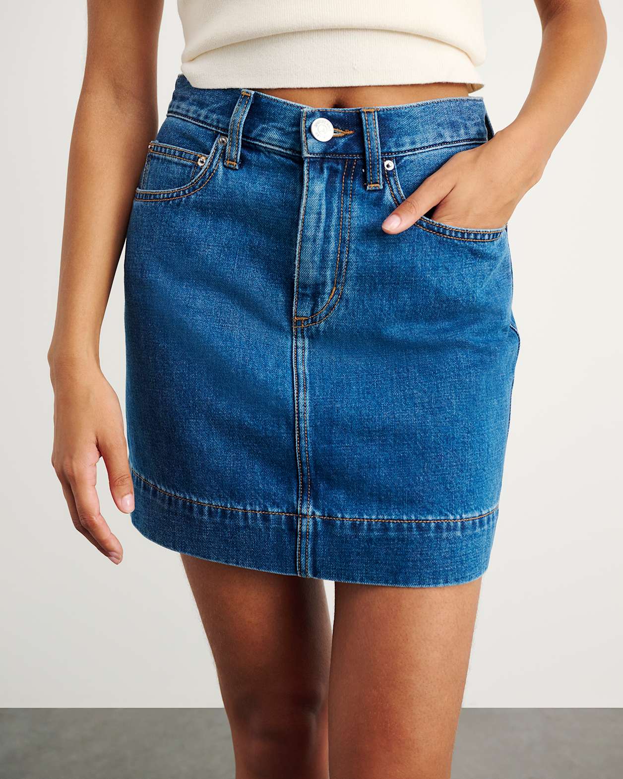 Cora Denim Mini Skirt in BLUE WASH