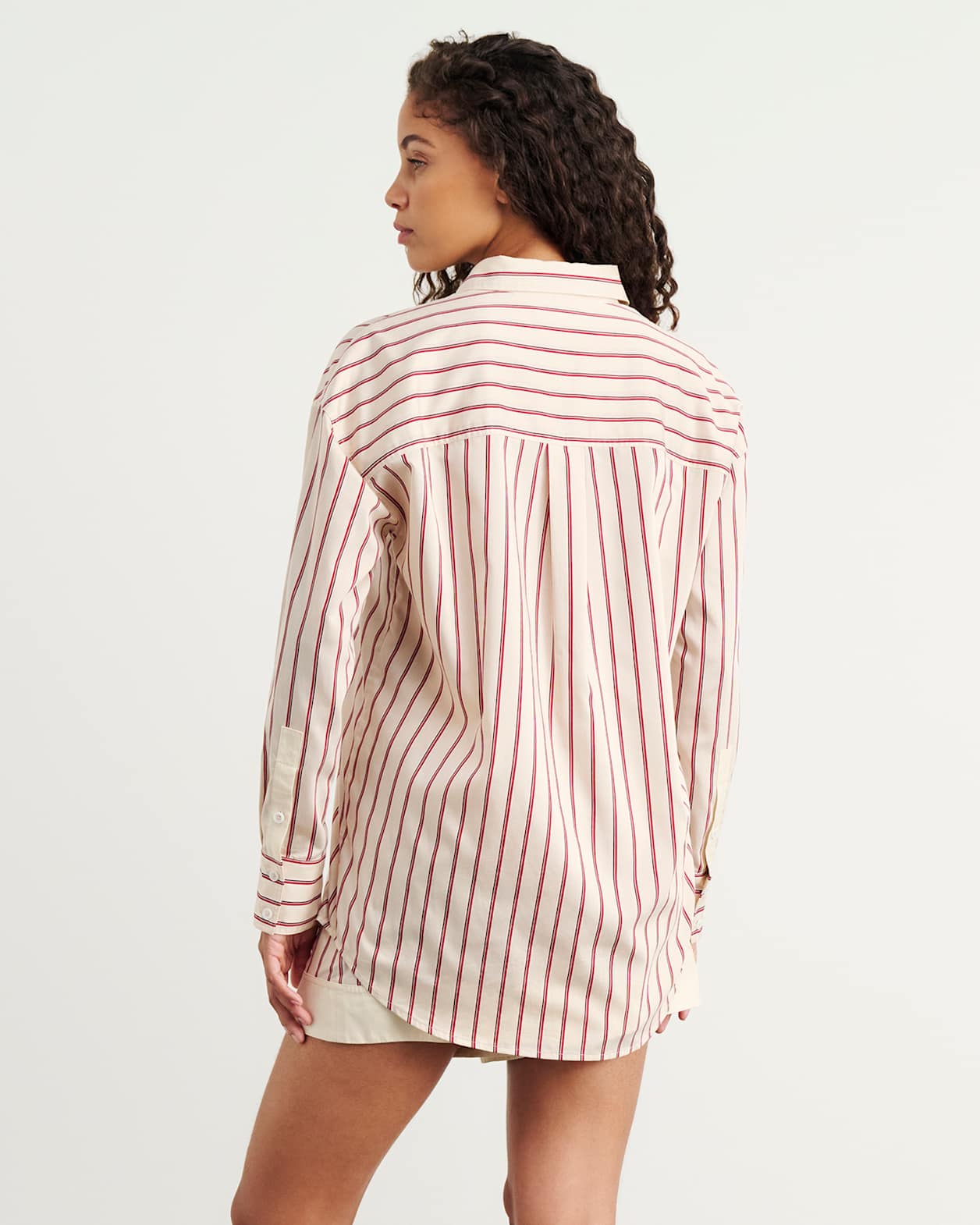 Gigi Poplin Relaxed Shirt in RED/WHITE