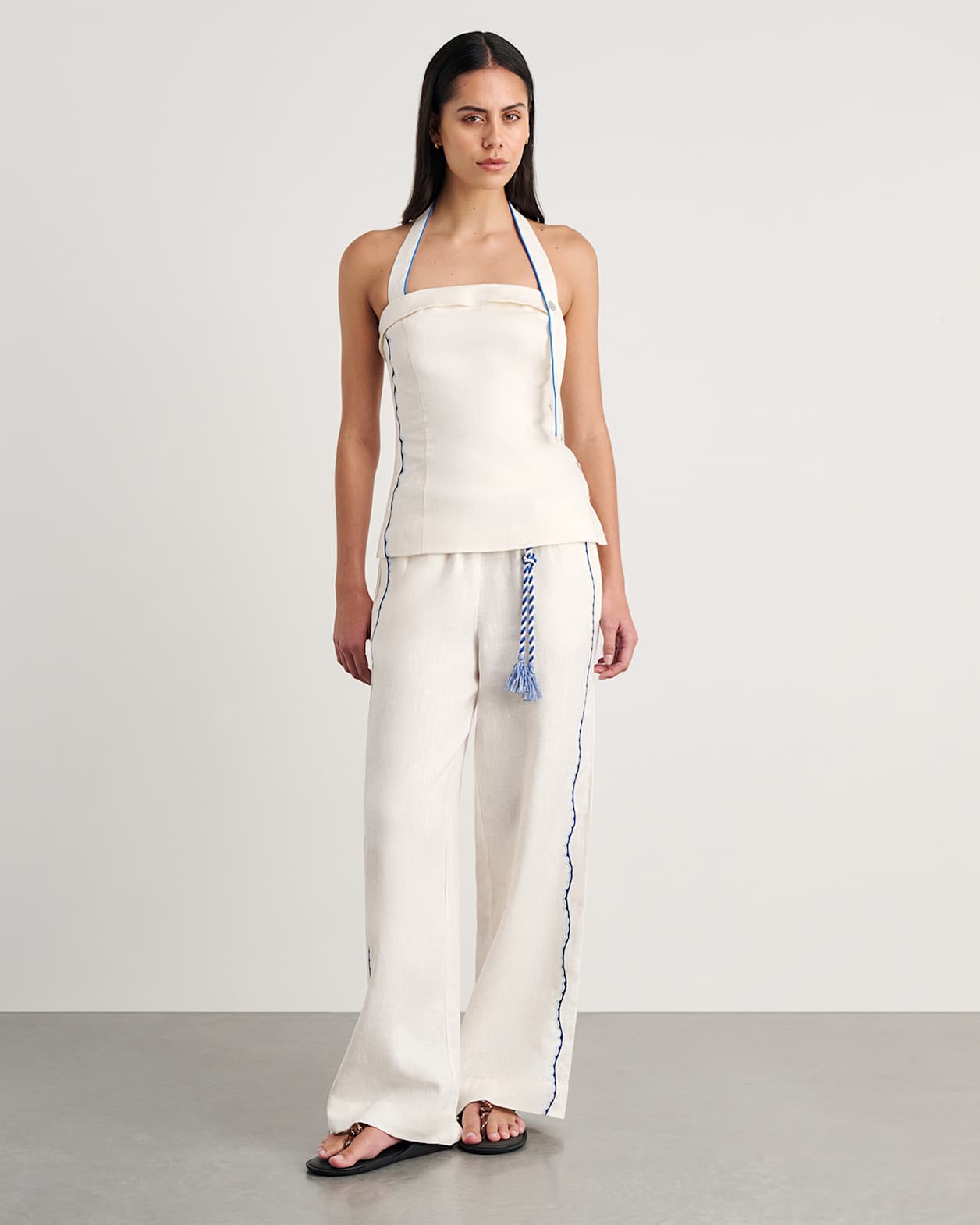 Seahorse Linen Pull On Pant in MILK