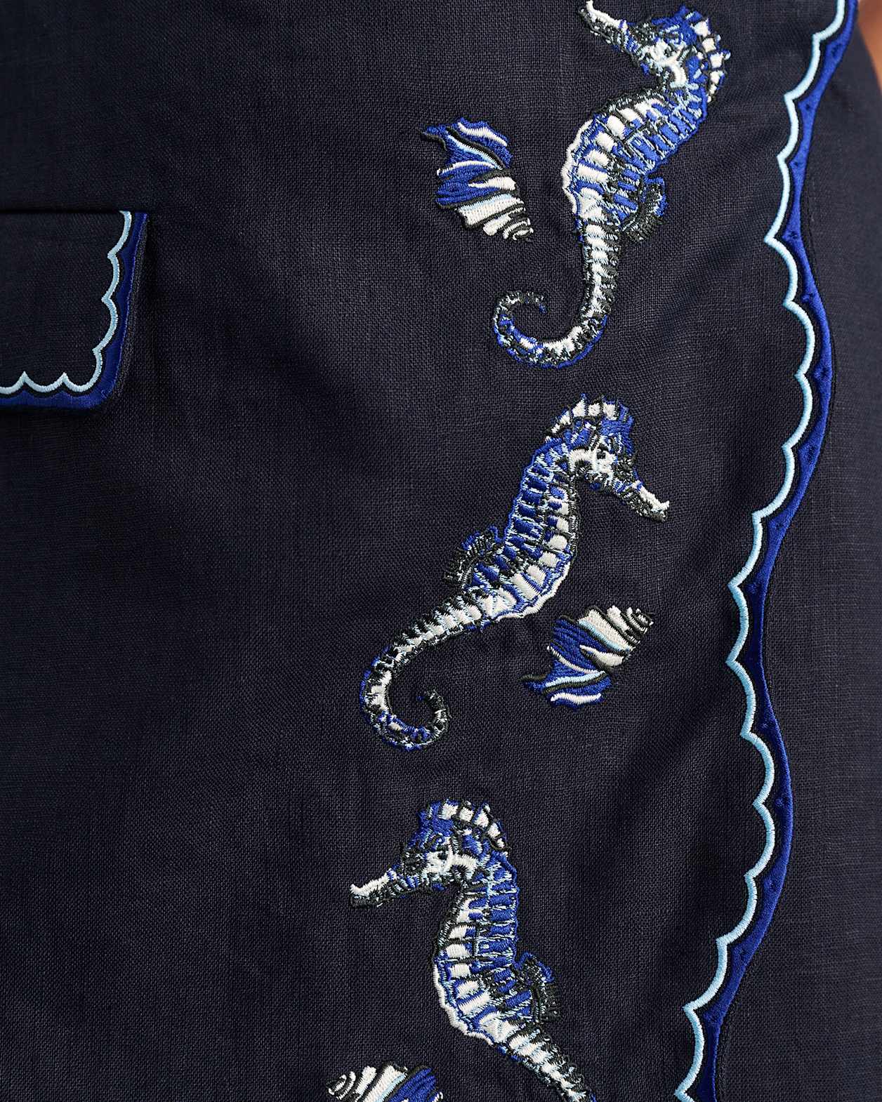 Seahorse Linen Mini Wrap Skirt in INK