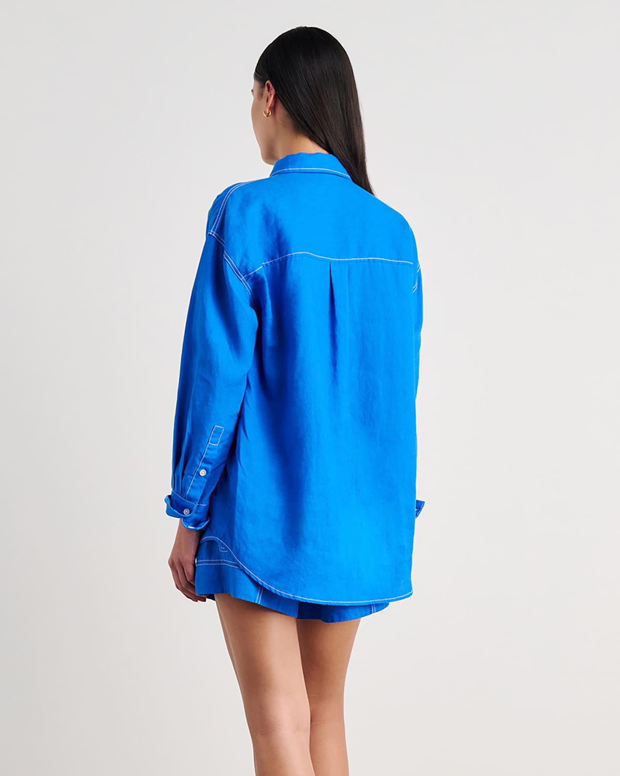 Gigi Linen Relaxed Shirt in BRIGHT BLUE