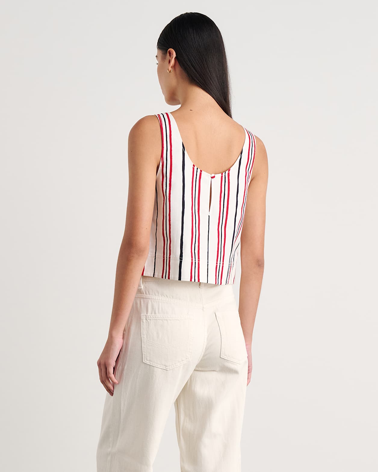 Canvas Contrast Scoop Cami in IVORY/RED