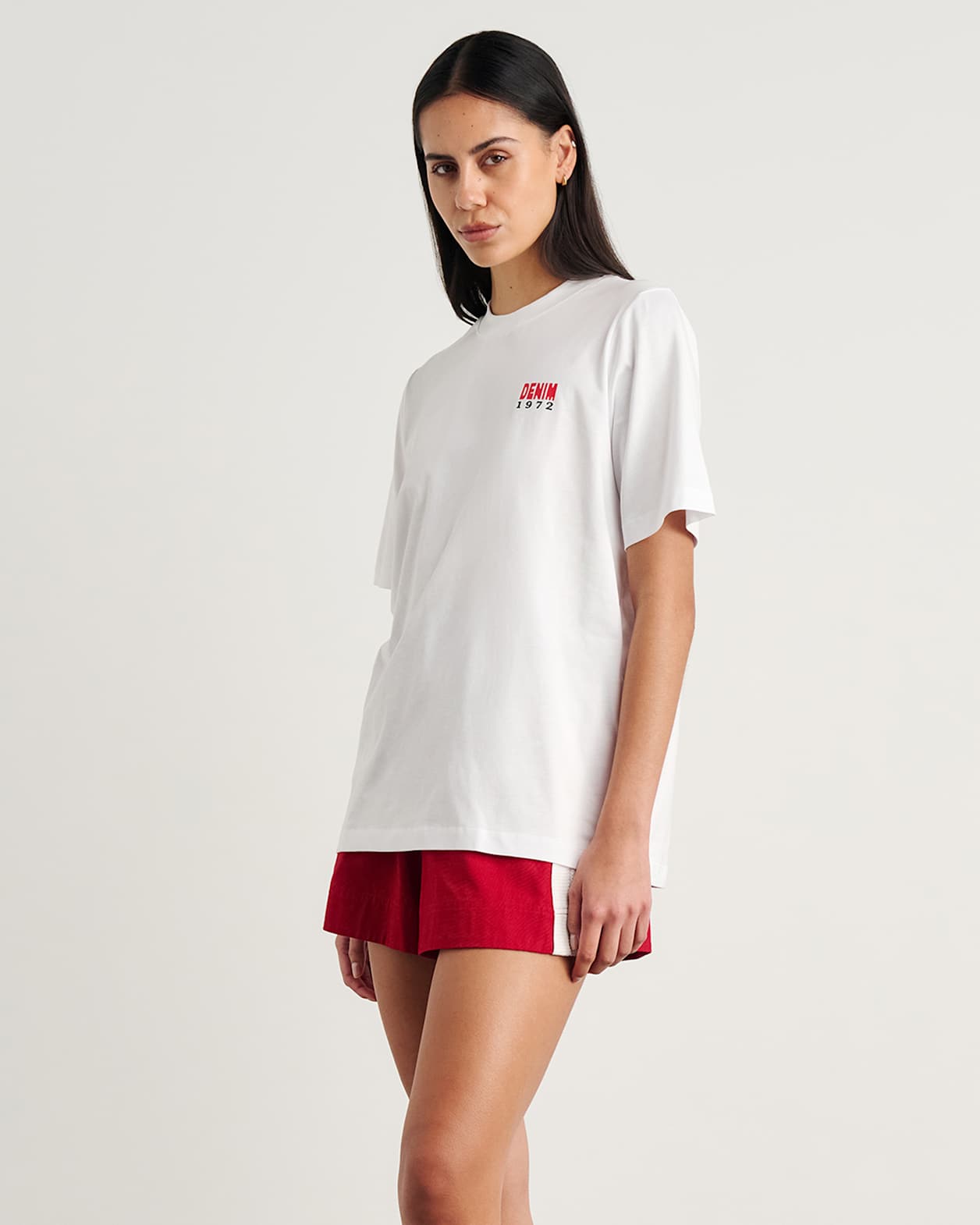 Aston Short Sleeve Tee in WHITE/RED