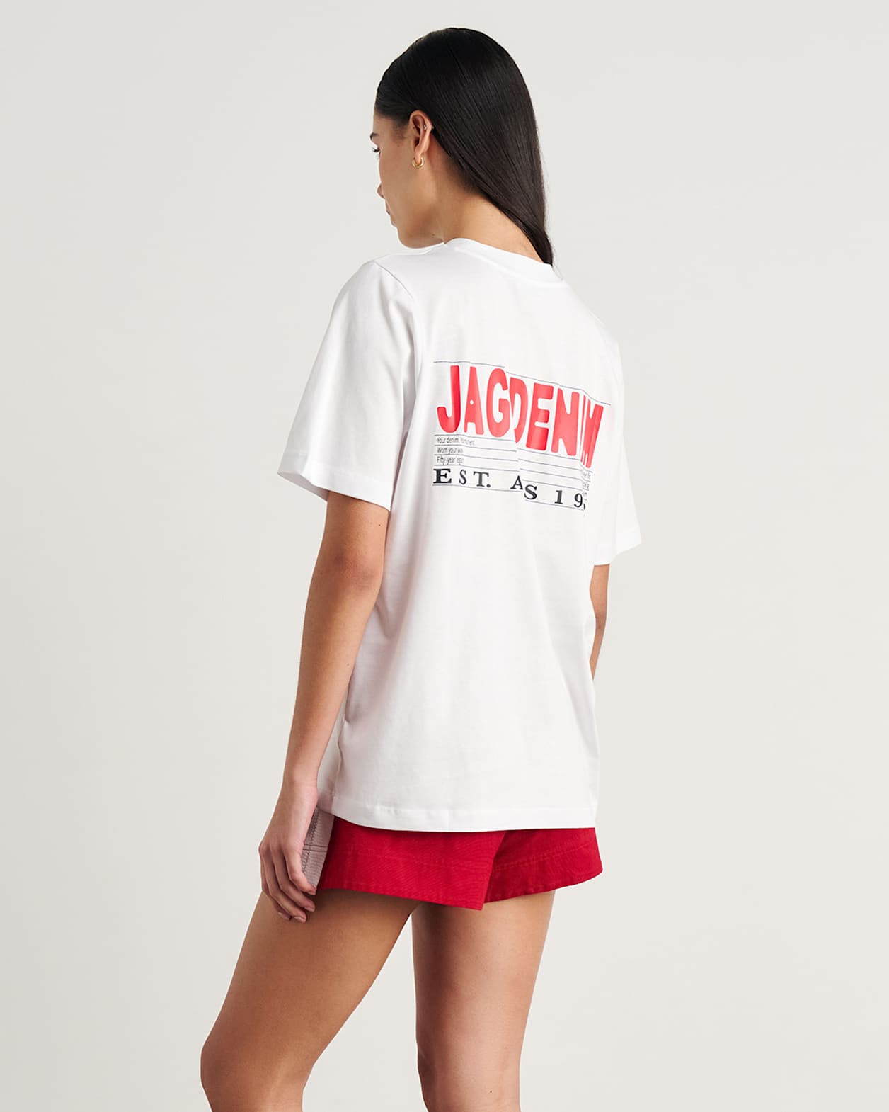 Aston Short Sleeve Tee in WHITE/RED