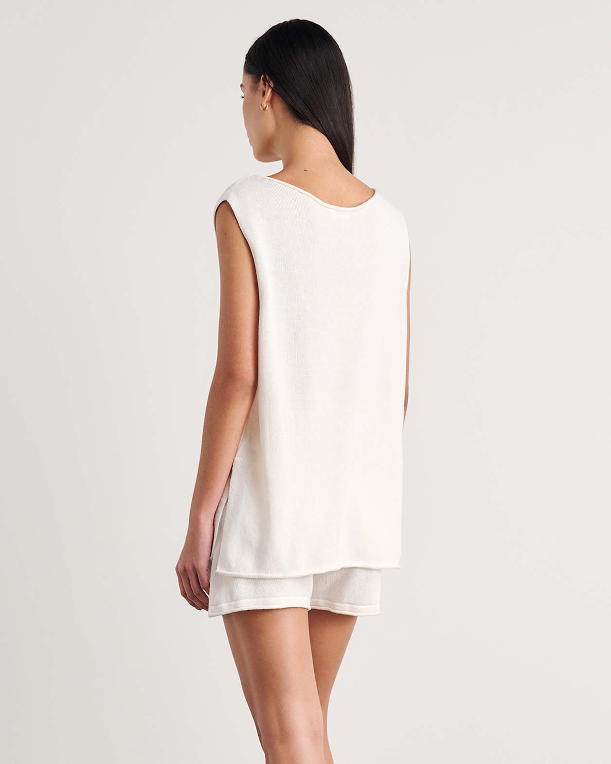 Brita Relaxed Knit T Shirt in MILK