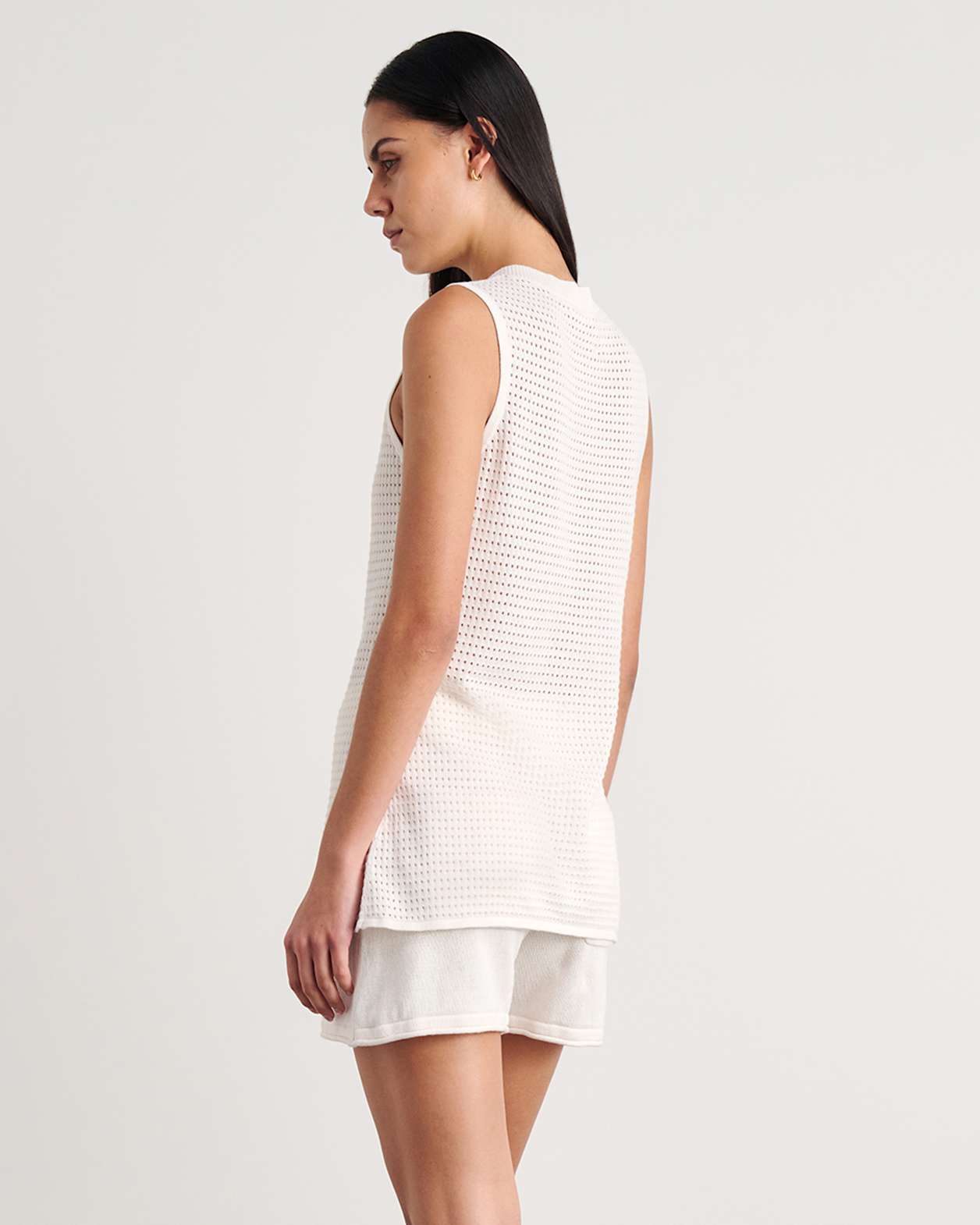 Brita Longline Knit Vest in MILK