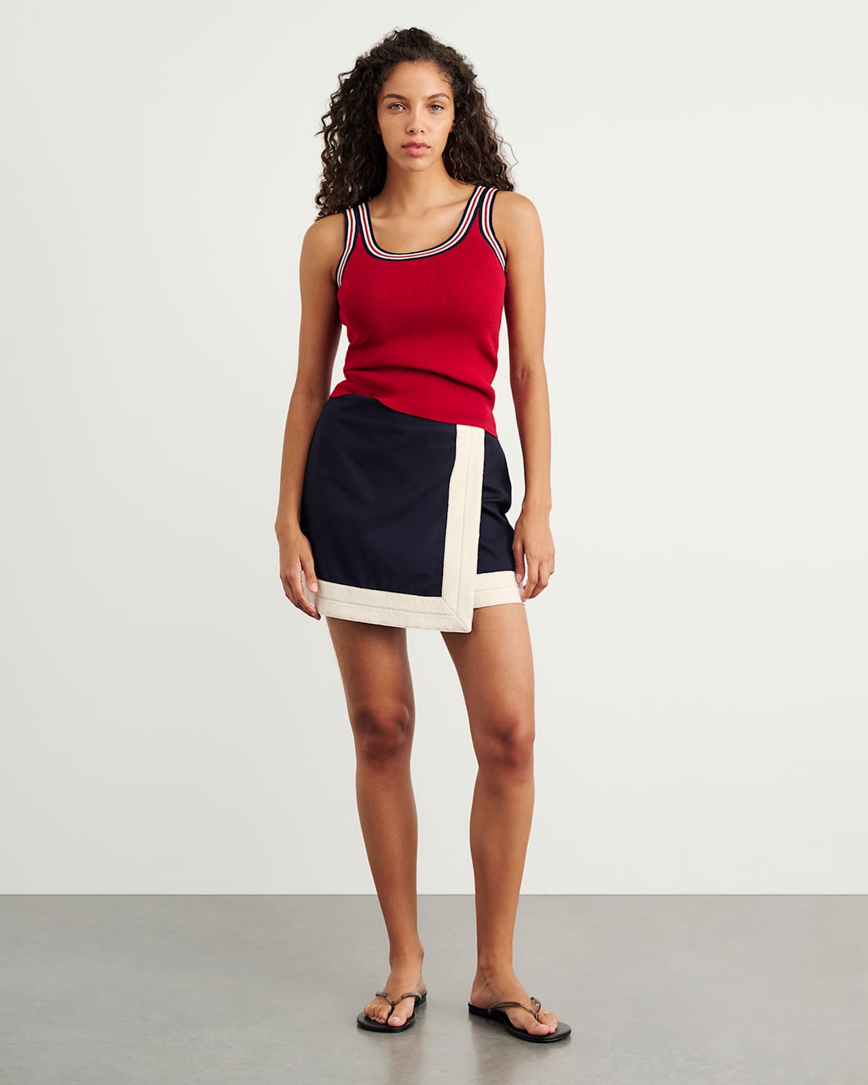 Lydia Stripe Knit Tank in DEEP RED