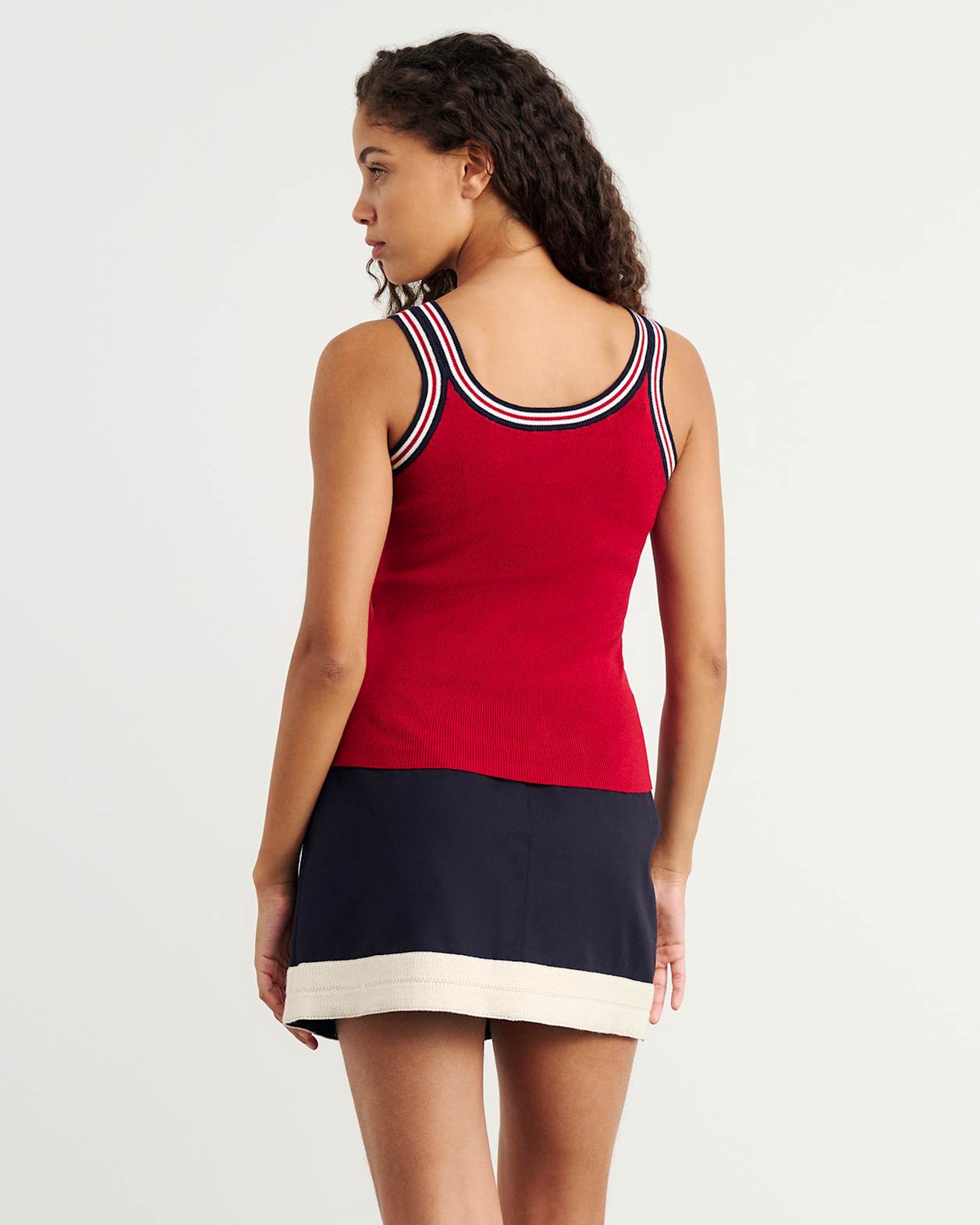 Lydia Stripe Knit Tank in DEEP RED
