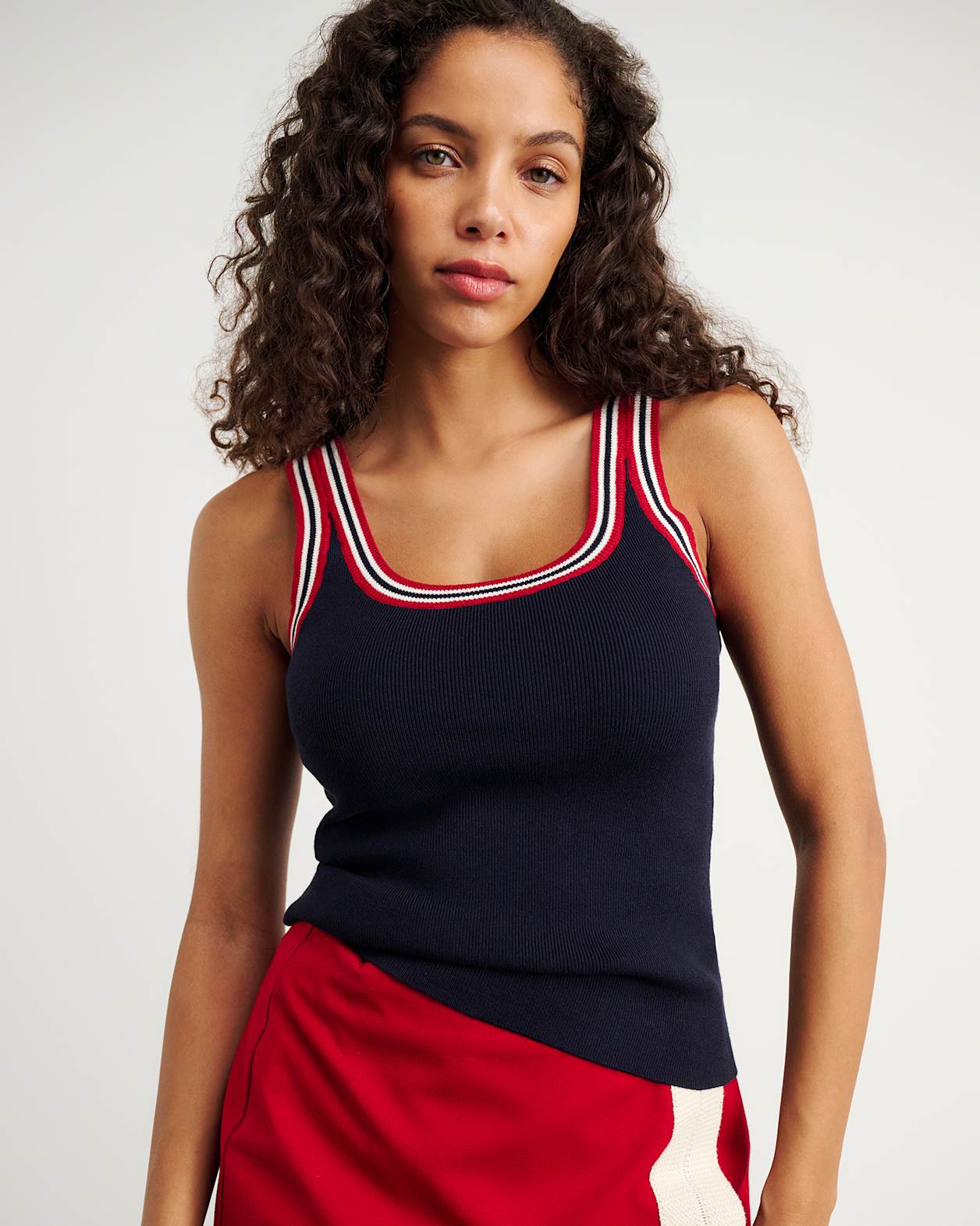 Lydia Stripe Knit Tank in INK