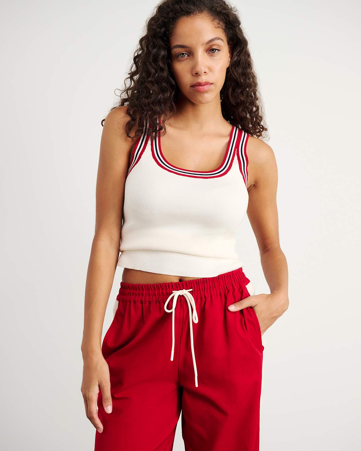 Lydia Stripe Knit Tank in MILK