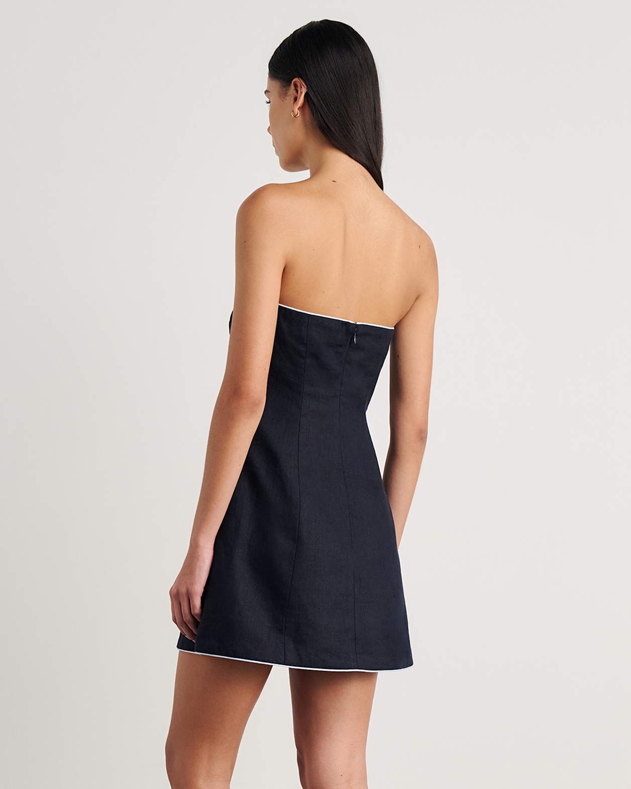 Seahorse Linen Bustier Dress in INK