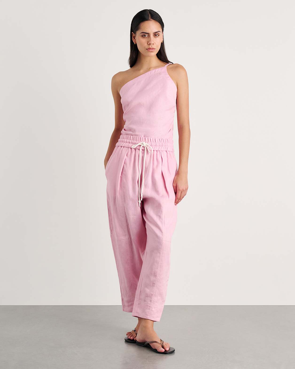 Sabine Linen Pull On Pant in DUSTY PINK