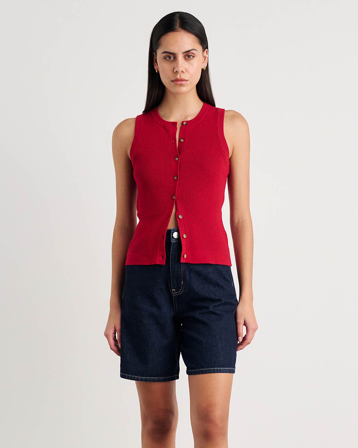 Selene Knit Vest in DEEP RED