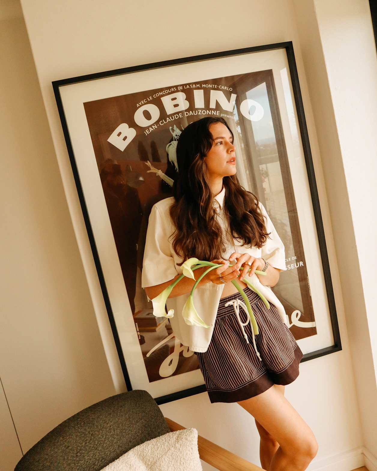 Gigi Stripe Pull On Short in BROWN MULTI
