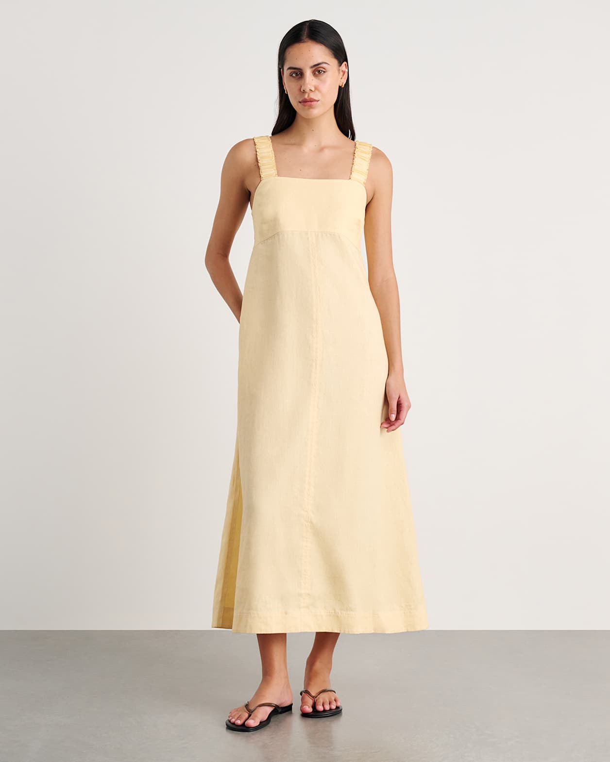 Kiki Elastic Strap Maxi Dress in BUTTER