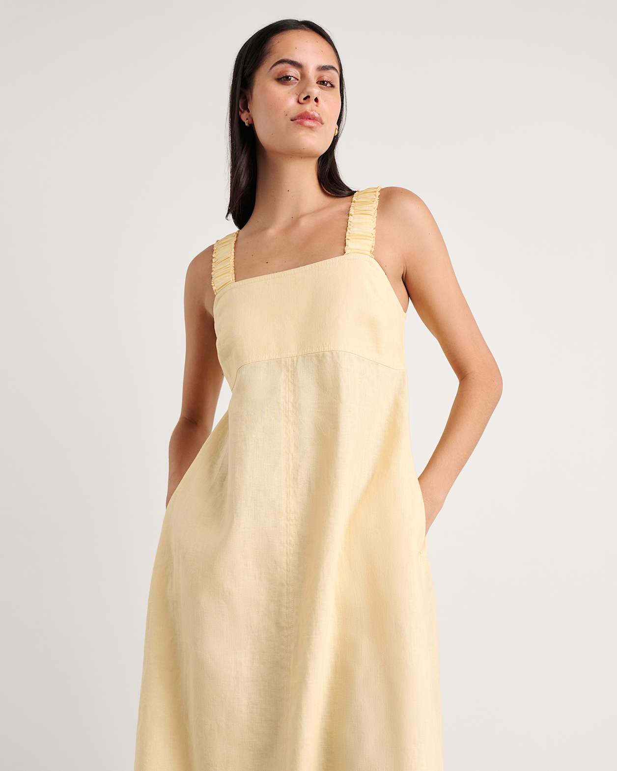 Kiki Elastic Strap Maxi Dress in BUTTER