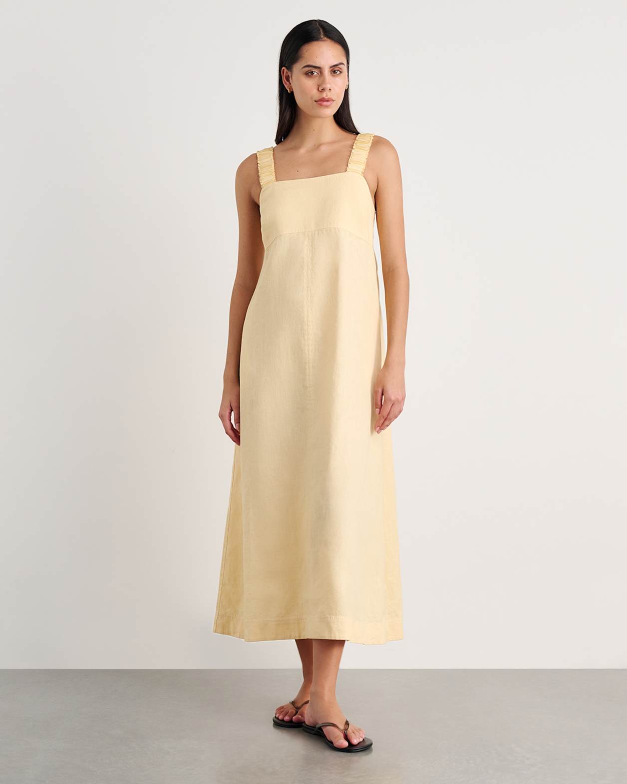 Kiki Elastic Strap Maxi Dress in BUTTER