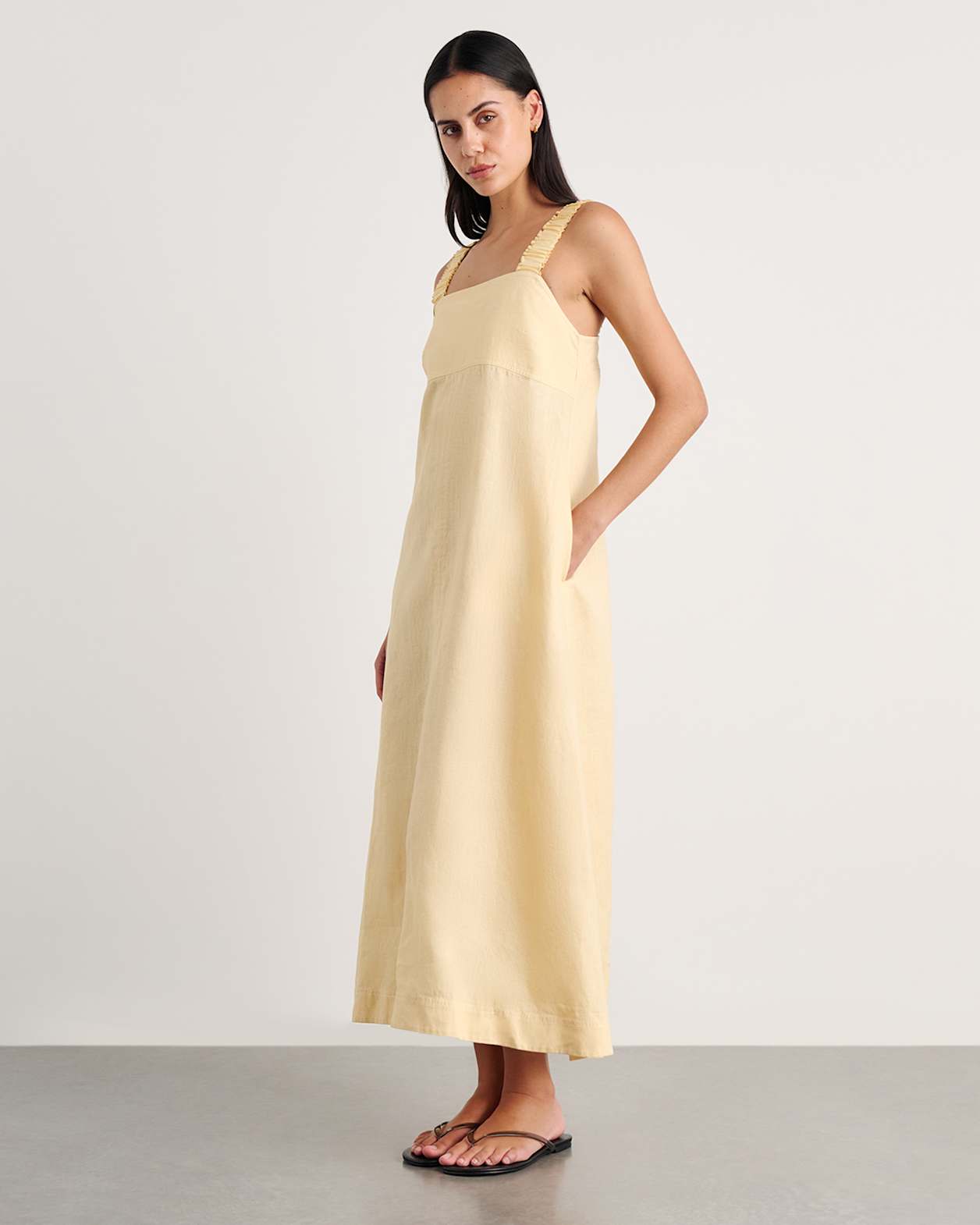 Kiki Elastic Strap Maxi Dress in BUTTER