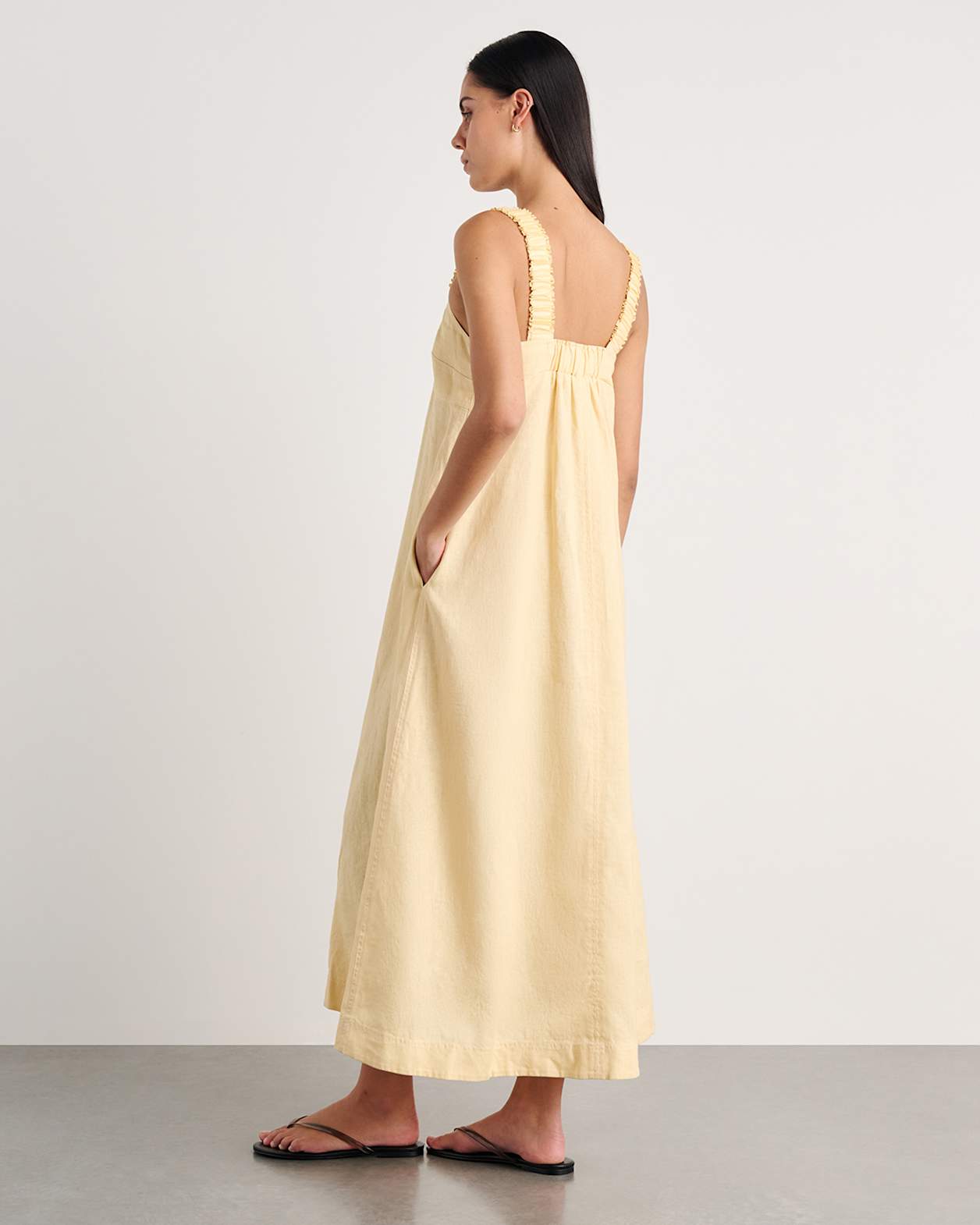 Kiki Elastic Strap Maxi Dress in BUTTER