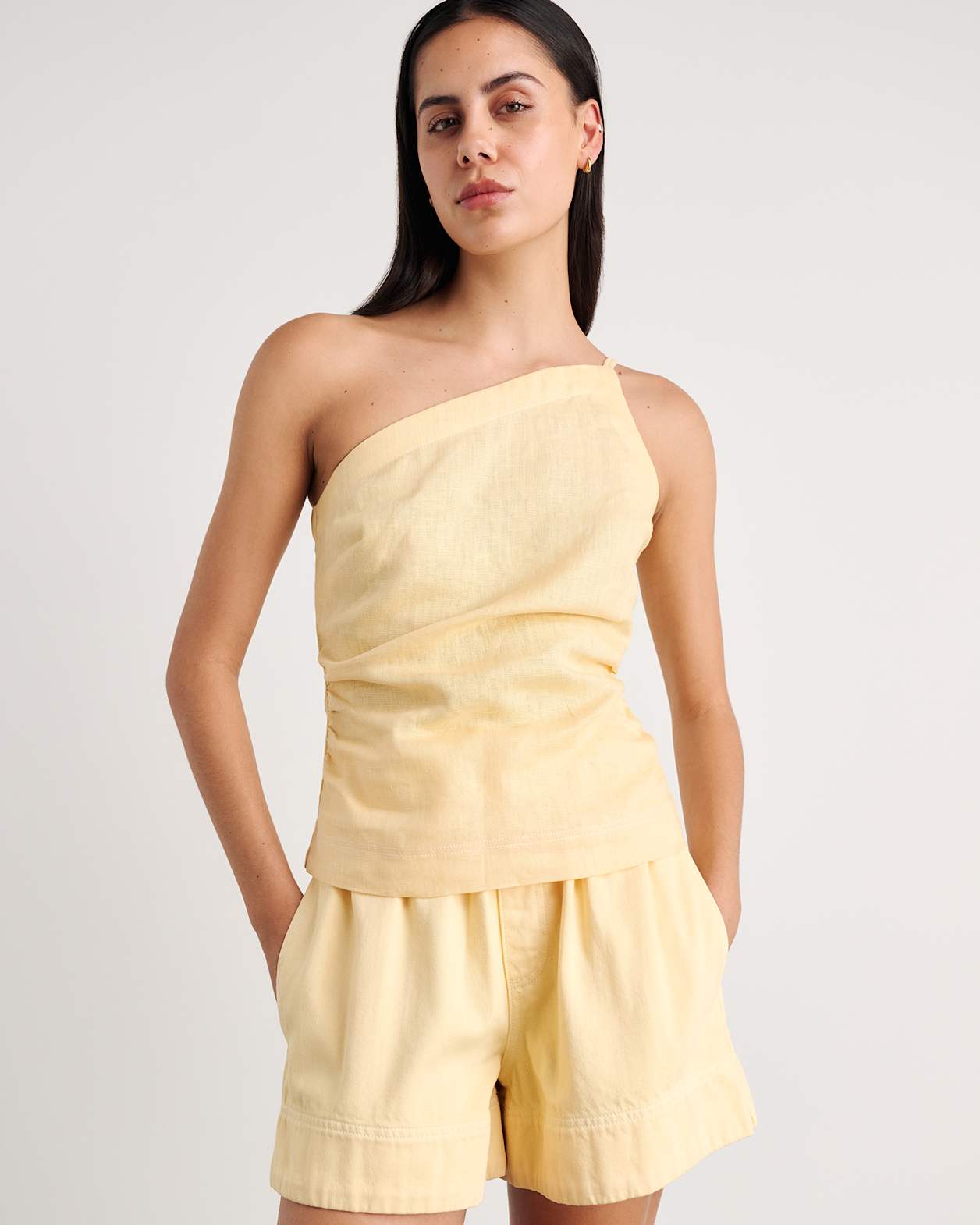 Sabine One Shoulder Top in BUTTER
