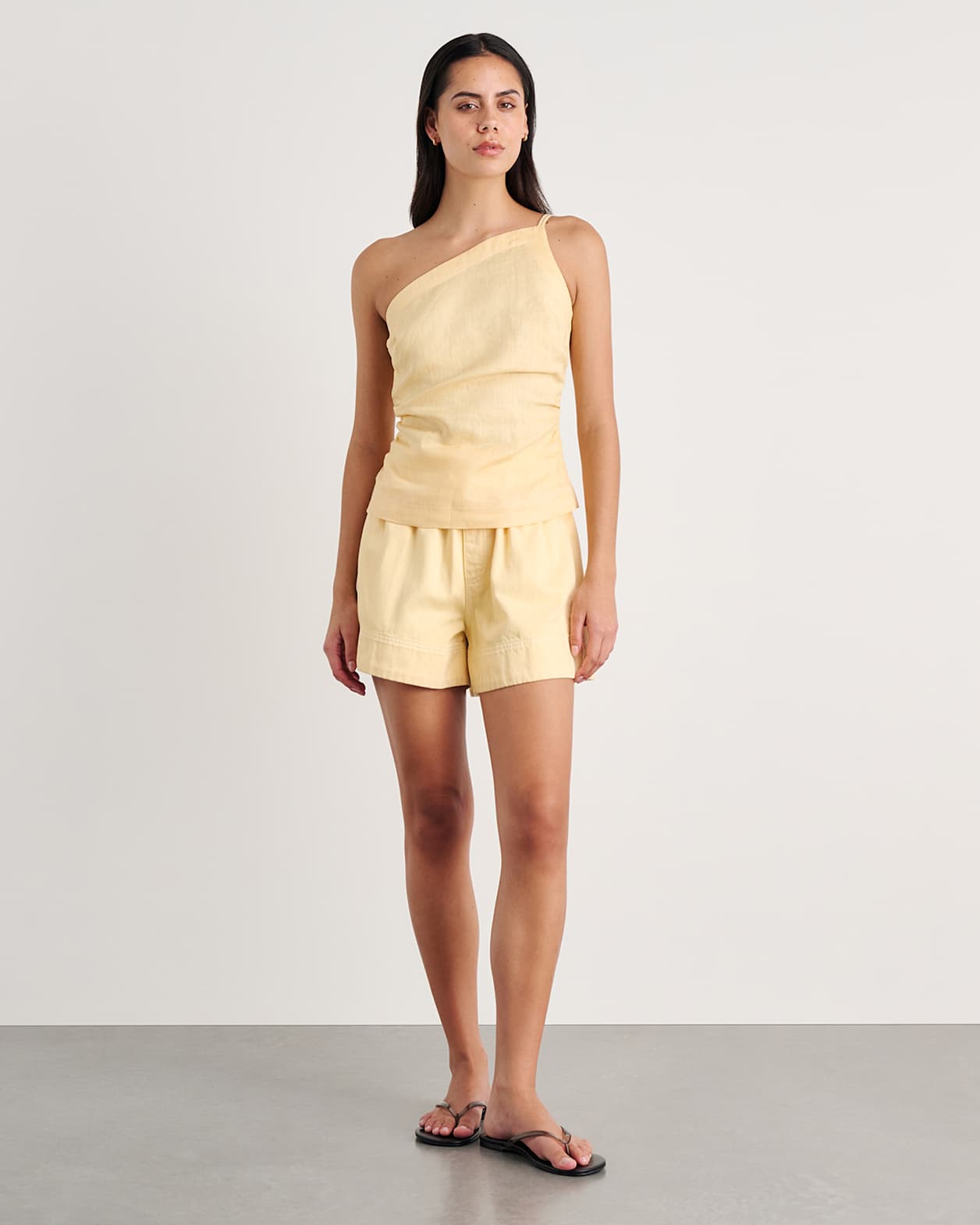 Sabine One Shoulder Top in BUTTER