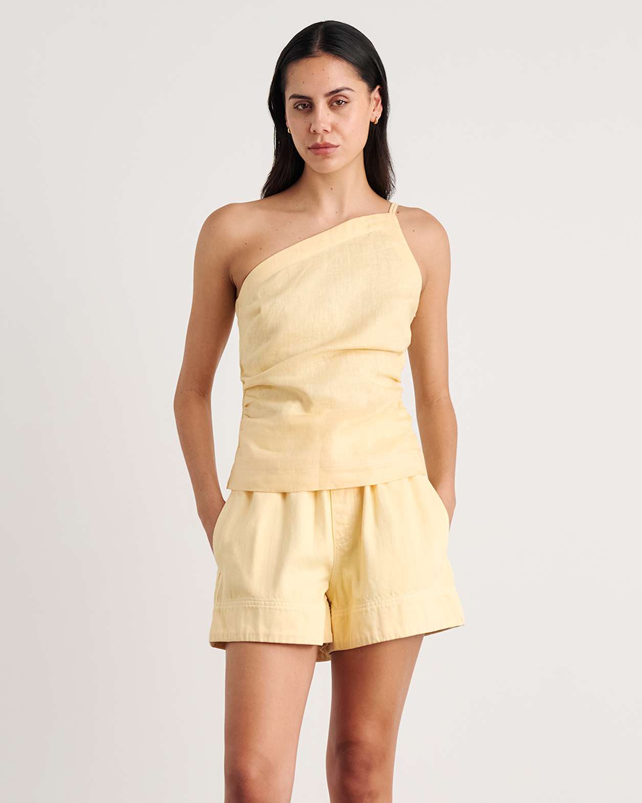 Sabine One Shoulder Top in BUTTER