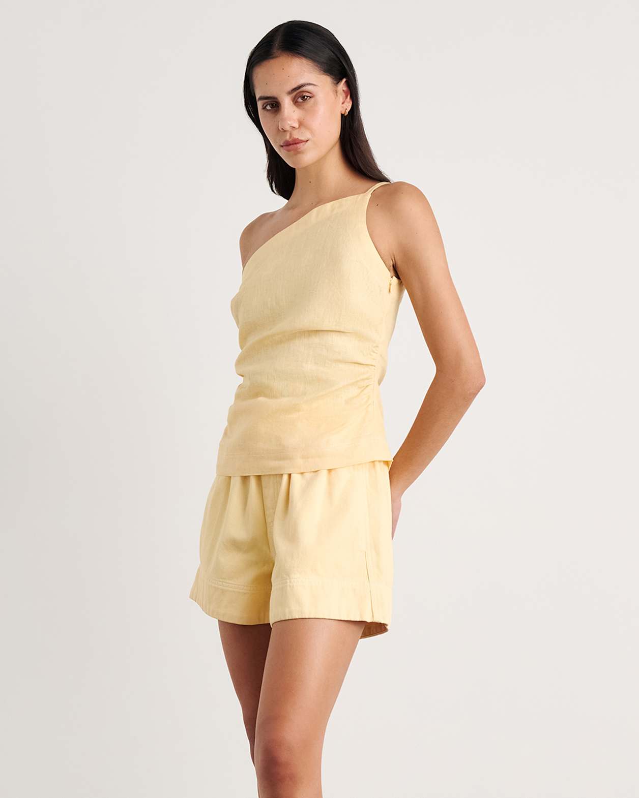 Sabine One Shoulder Top in BUTTER