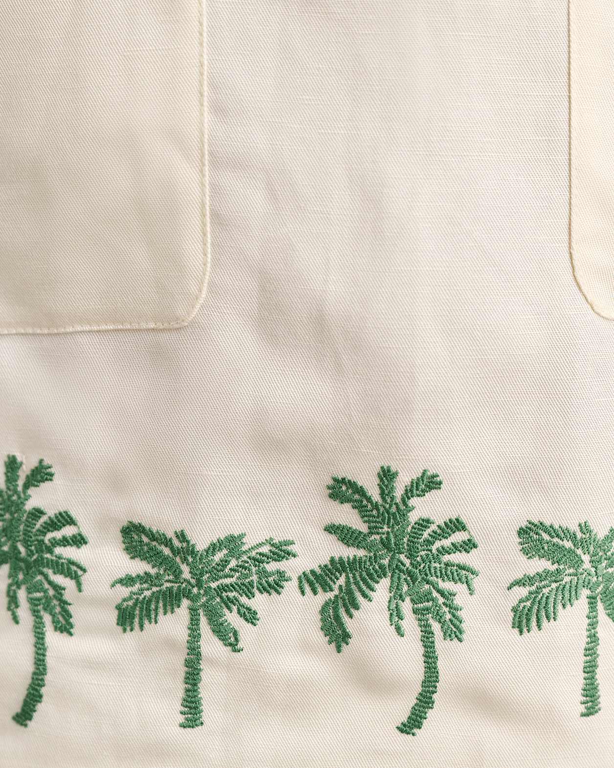 Palm Embroidered Mini Dress in IVORY/MOSS