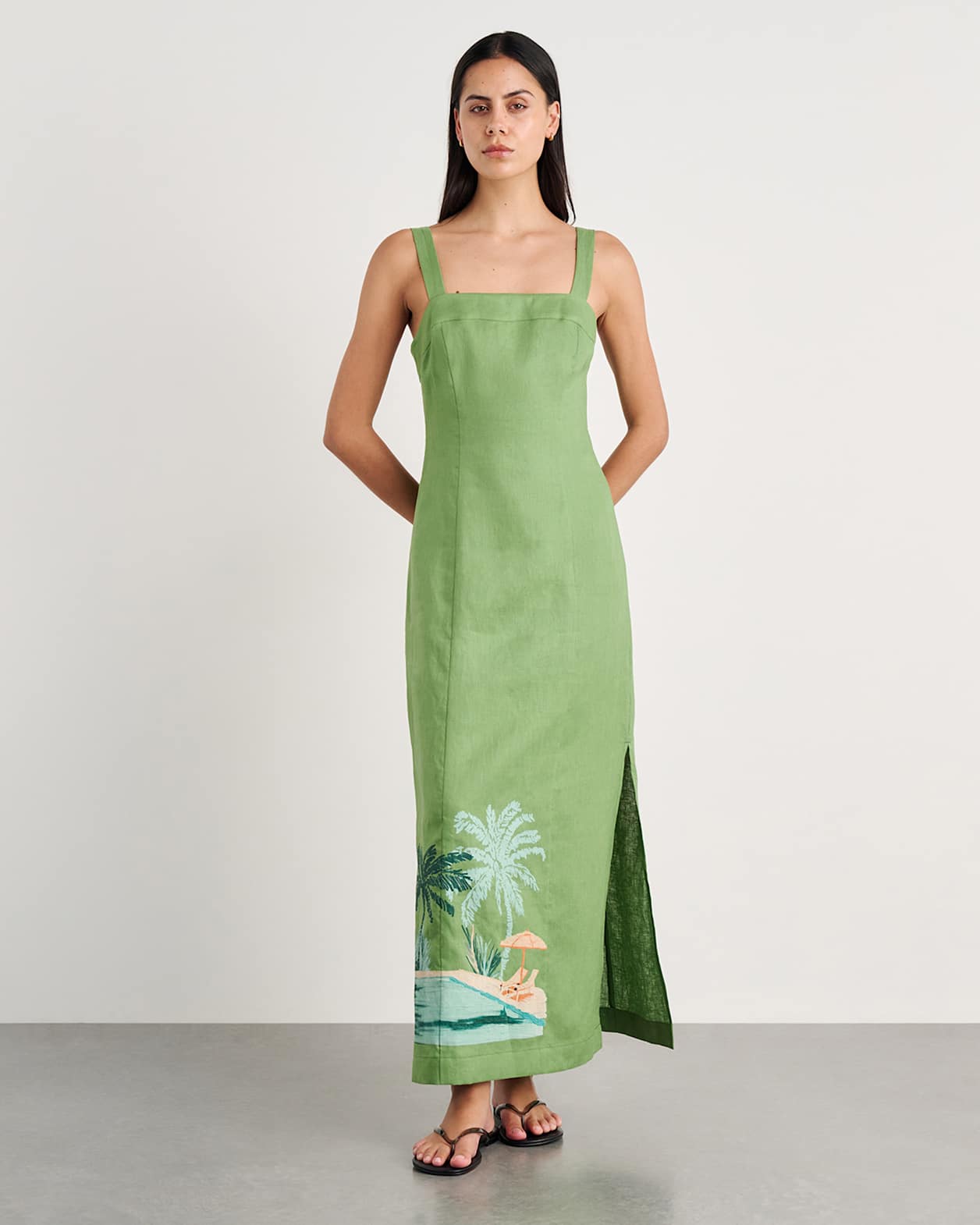 Sunlounger Maxi Dress in IVORY/MOSS