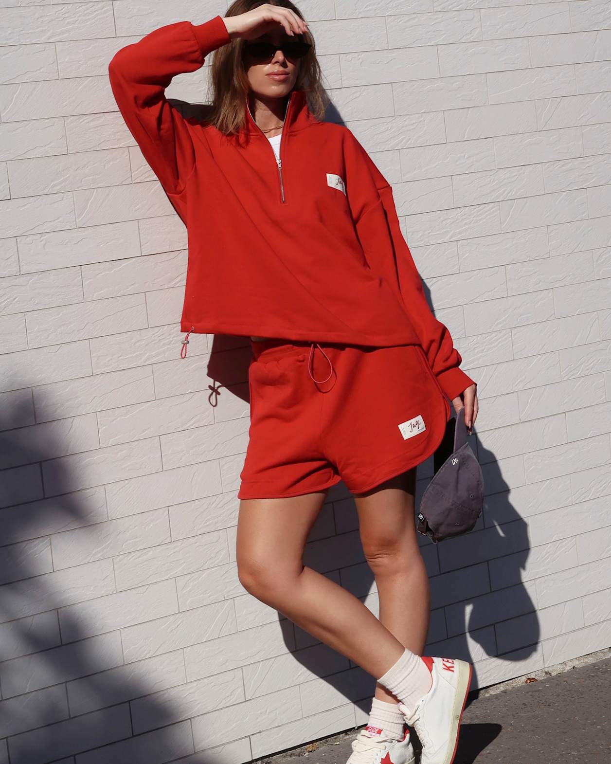 Aston Quarter Zip Sweat in DEEP RED
