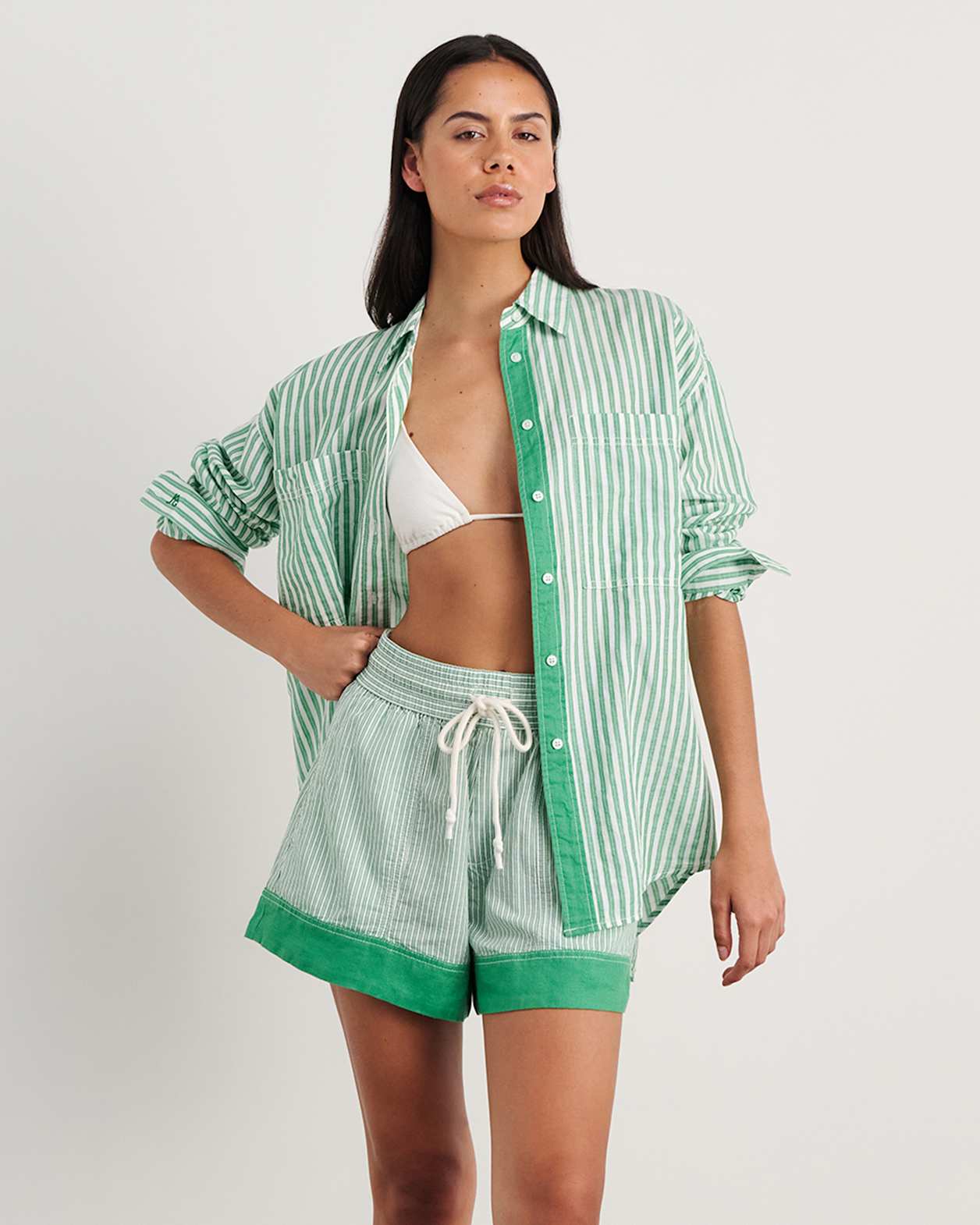 Winona Stripe Shirt in GREEN MULTI