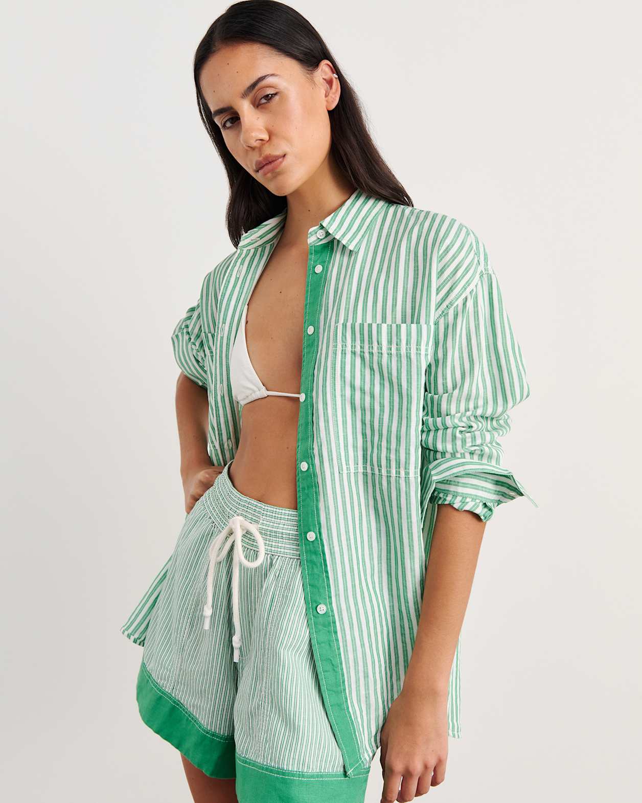 Winona Stripe Shirt in GREEN MULTI
