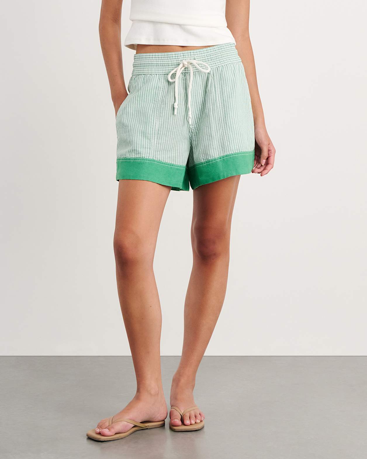 Gigi Stripe Pull On Short in GREEN MULTI