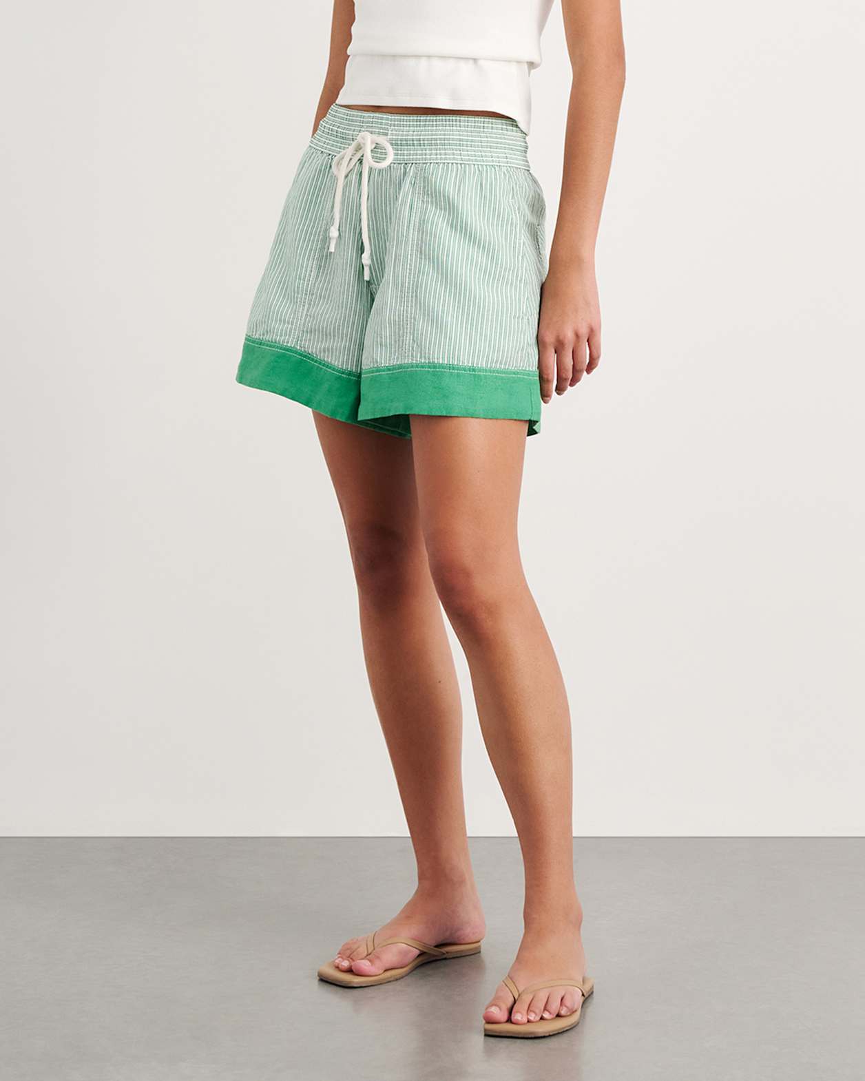 Gigi Stripe Pull On Short in GREEN MULTI