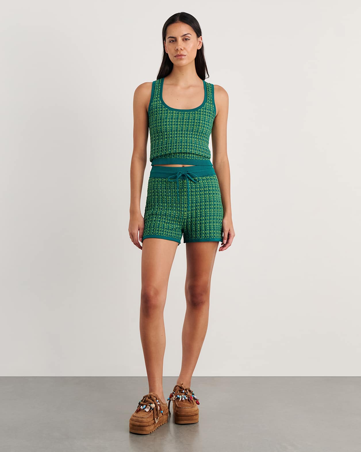 Kelly Contrast Knit Short in GREEN MULTI