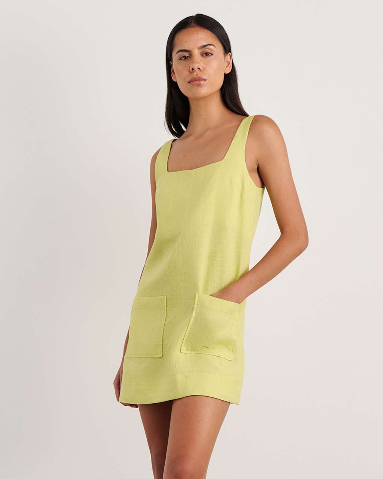 Kayla Linen Mini Dress in CITRUS