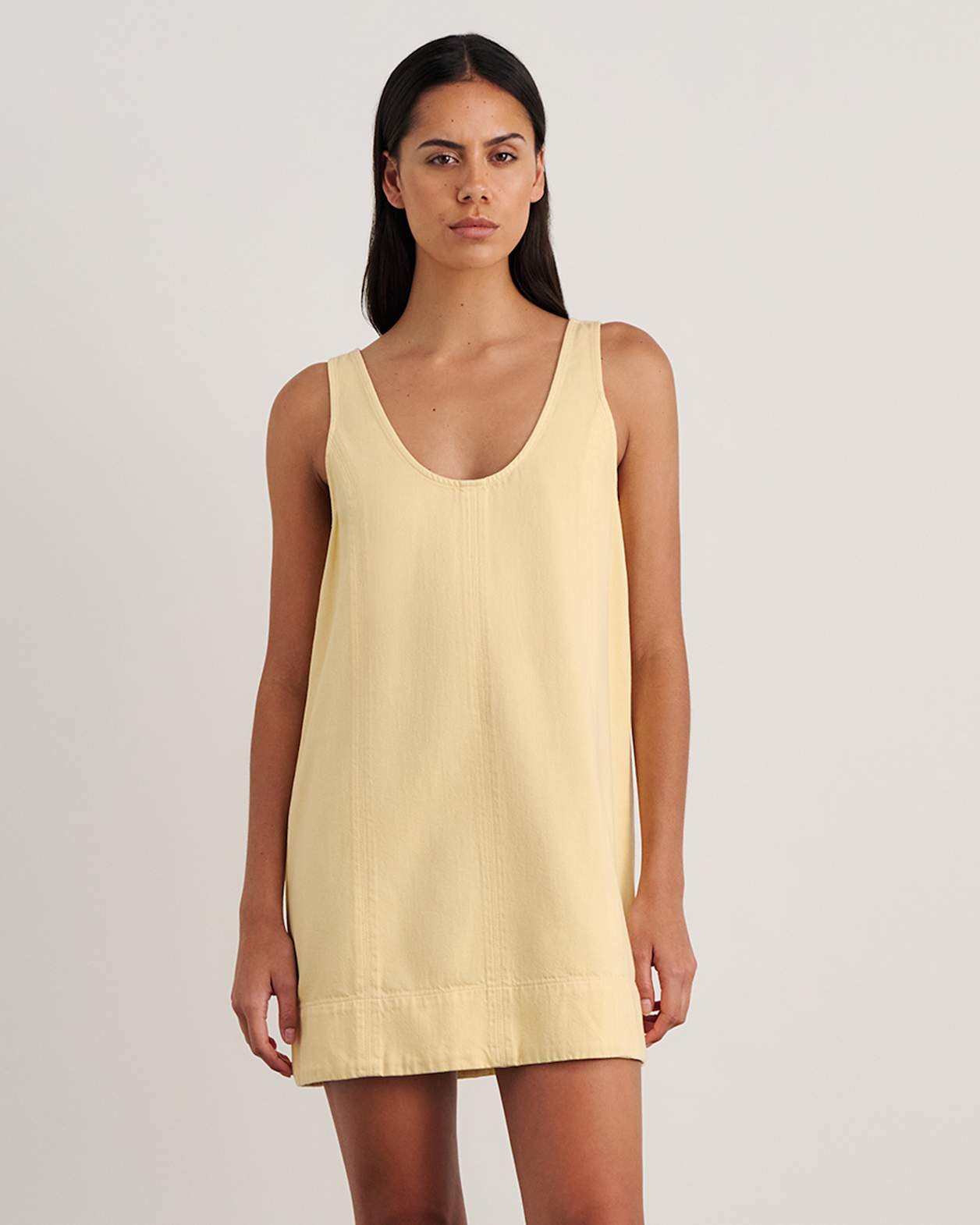 Loe Denim Mini Dress in BUTTER