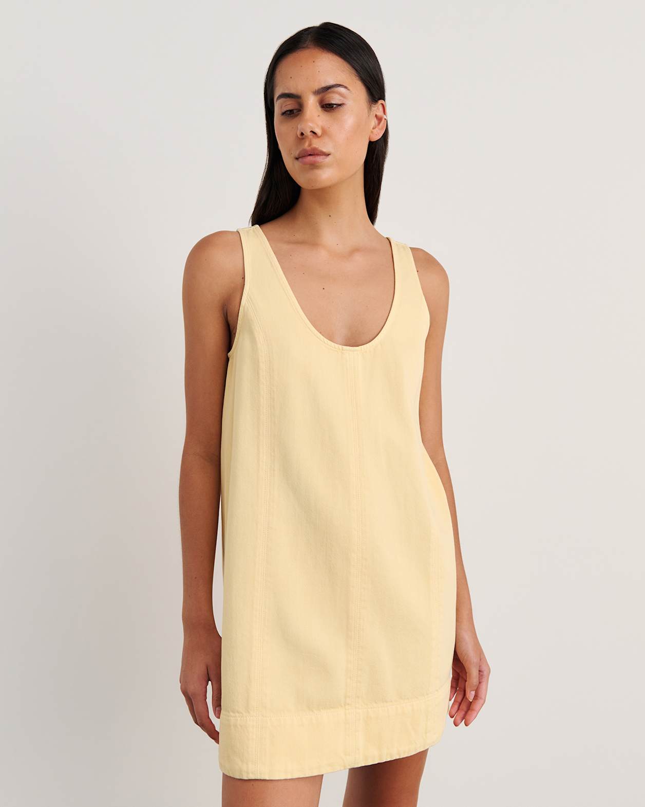 Loe Denim Mini Dress in BUTTER