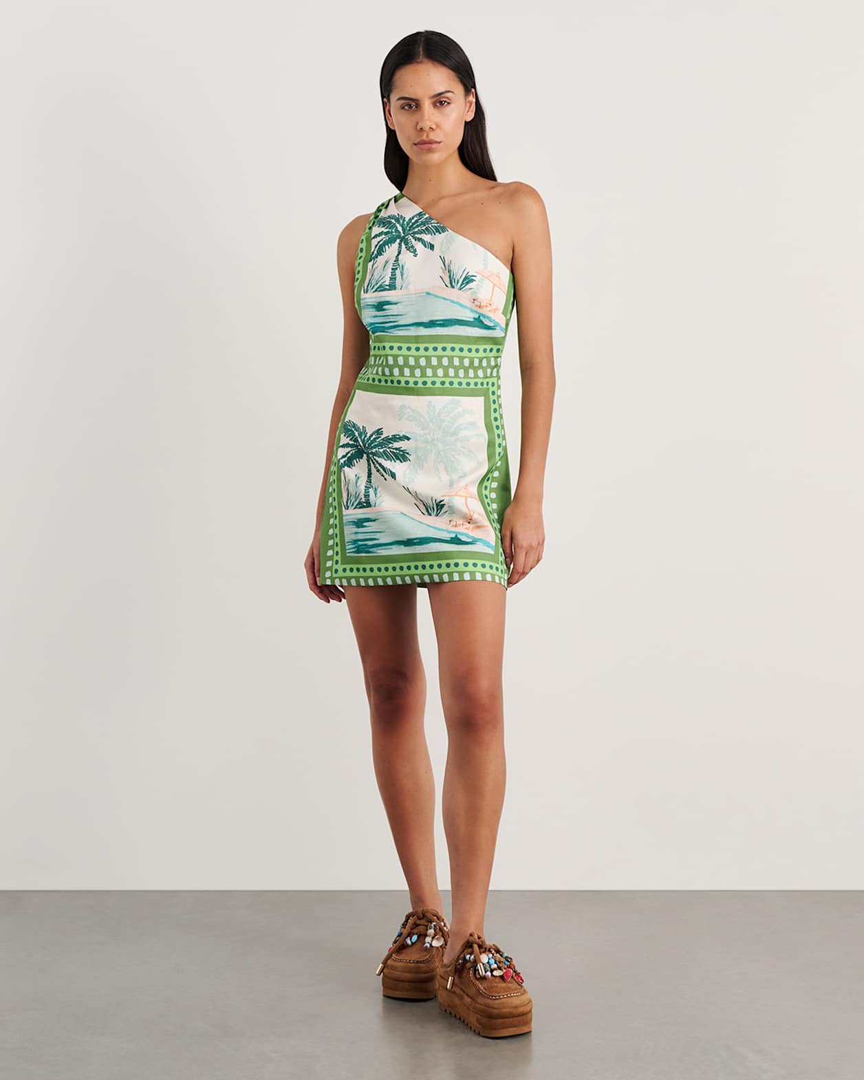 Sunlounger Mini Dress in IVORY/MOSS