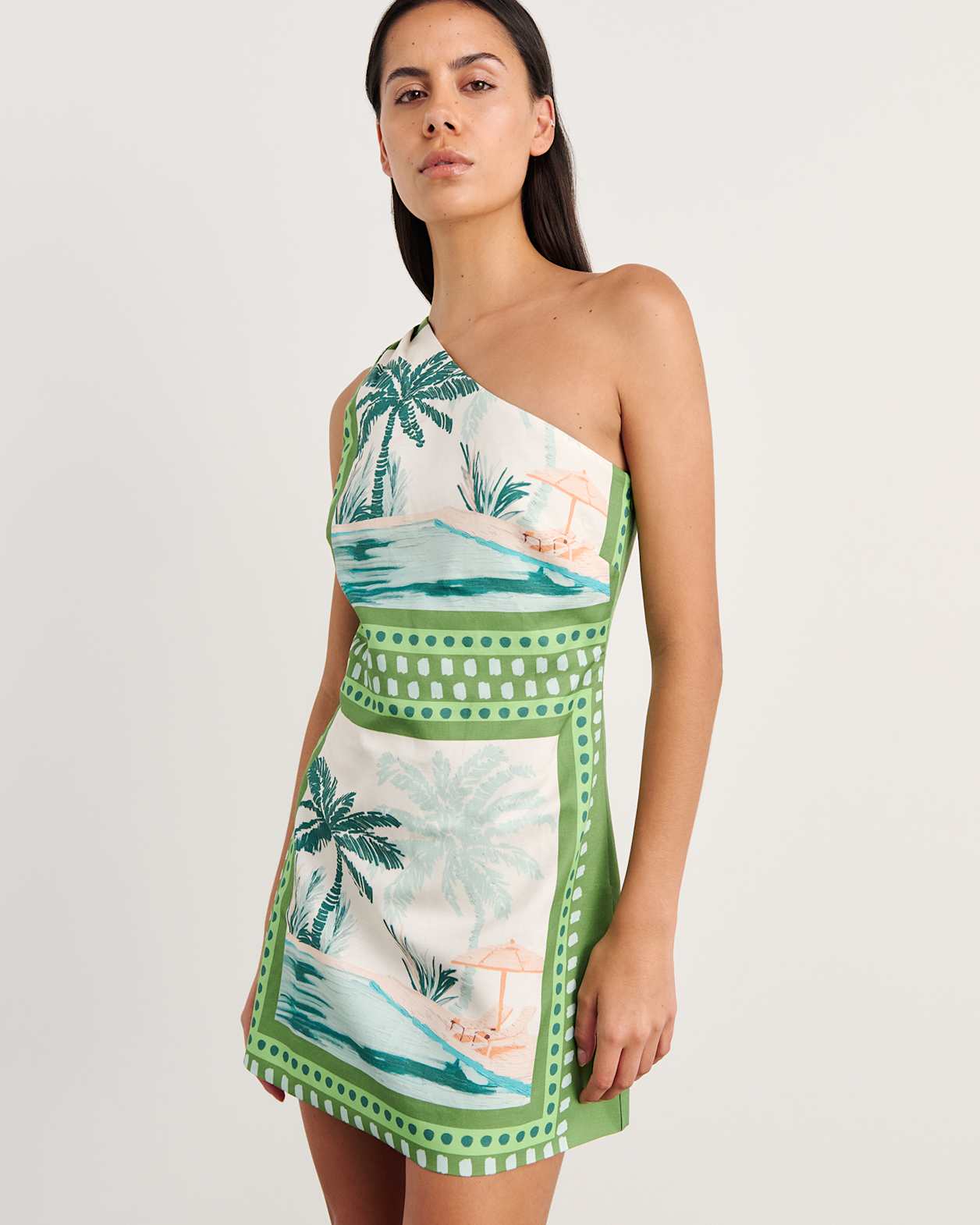 Sunlounger Mini Dress in IVORY/MOSS