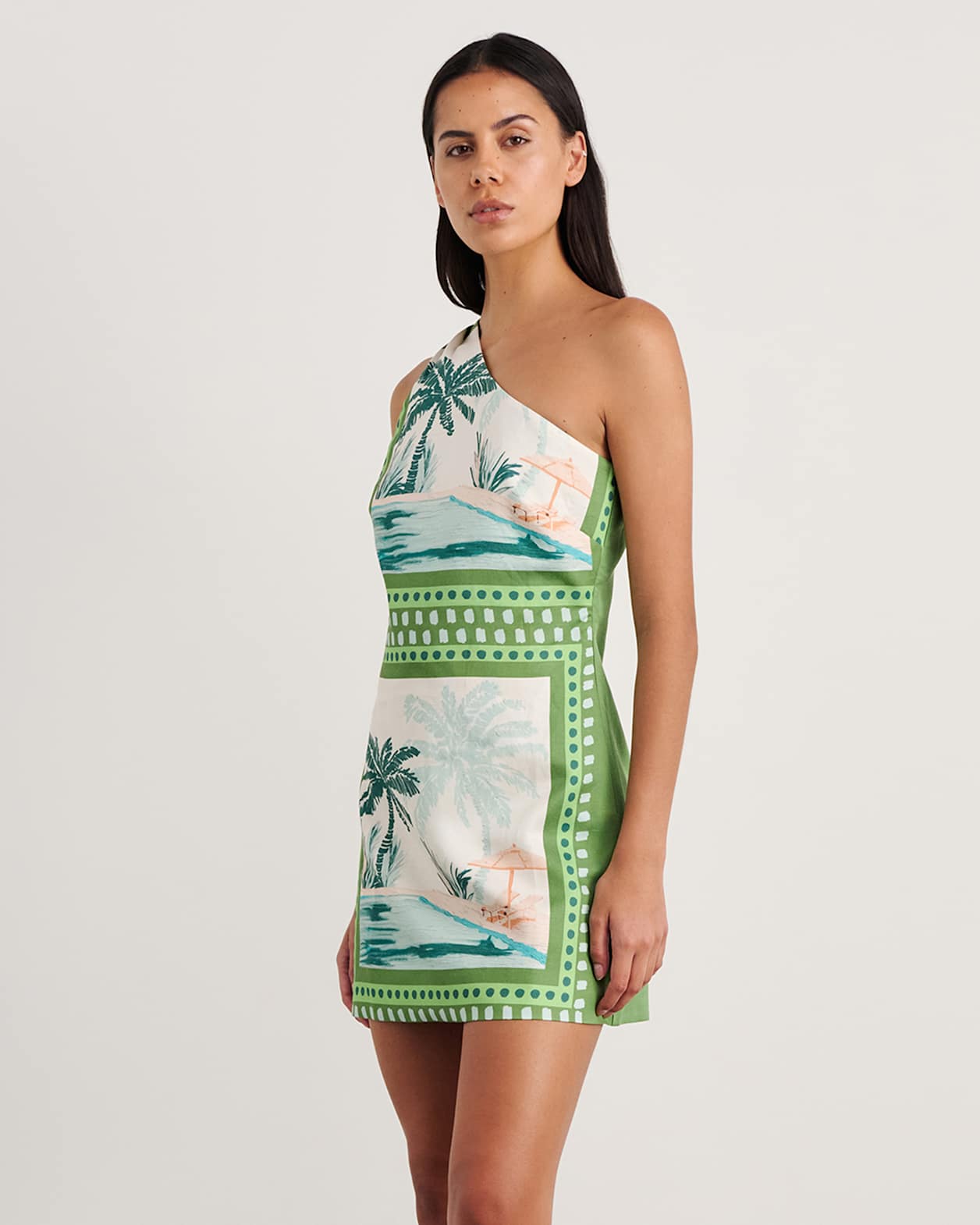 Sunlounger Mini Dress in IVORY/MOSS