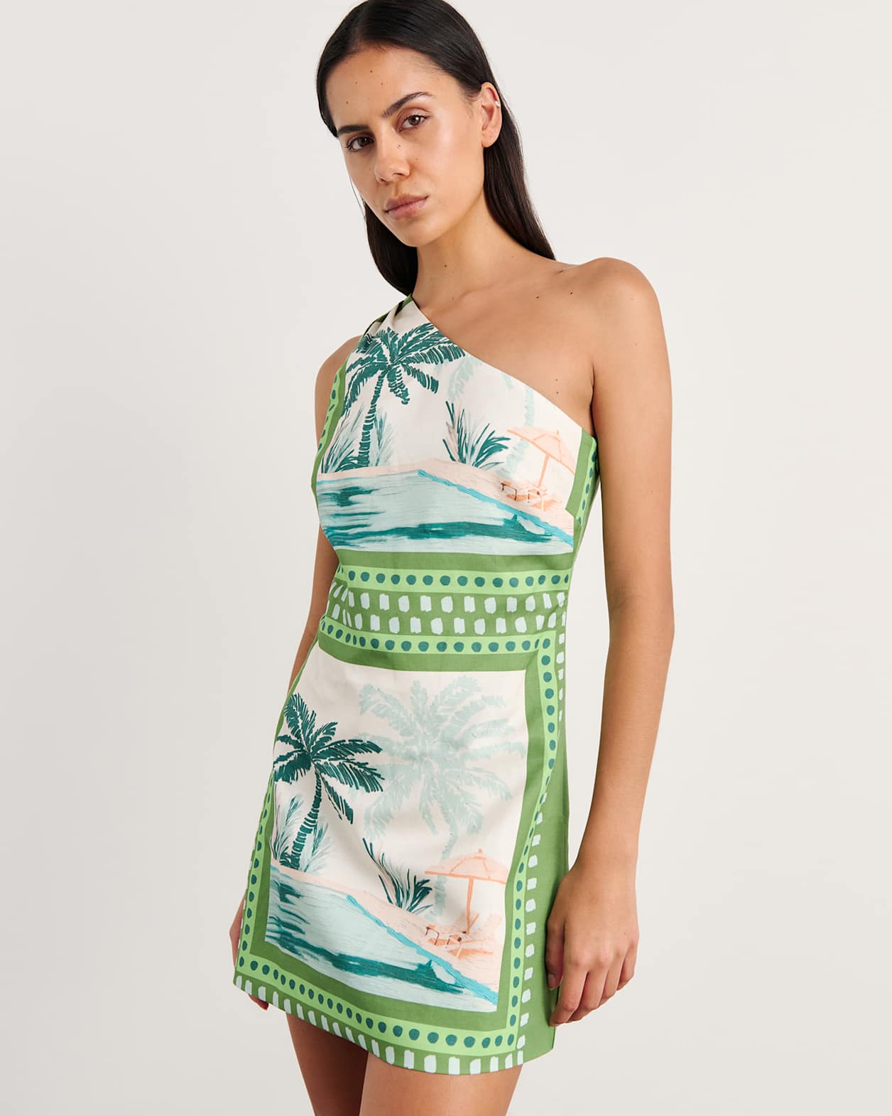 Sunlounger Mini Dress in IVORY/MOSS
