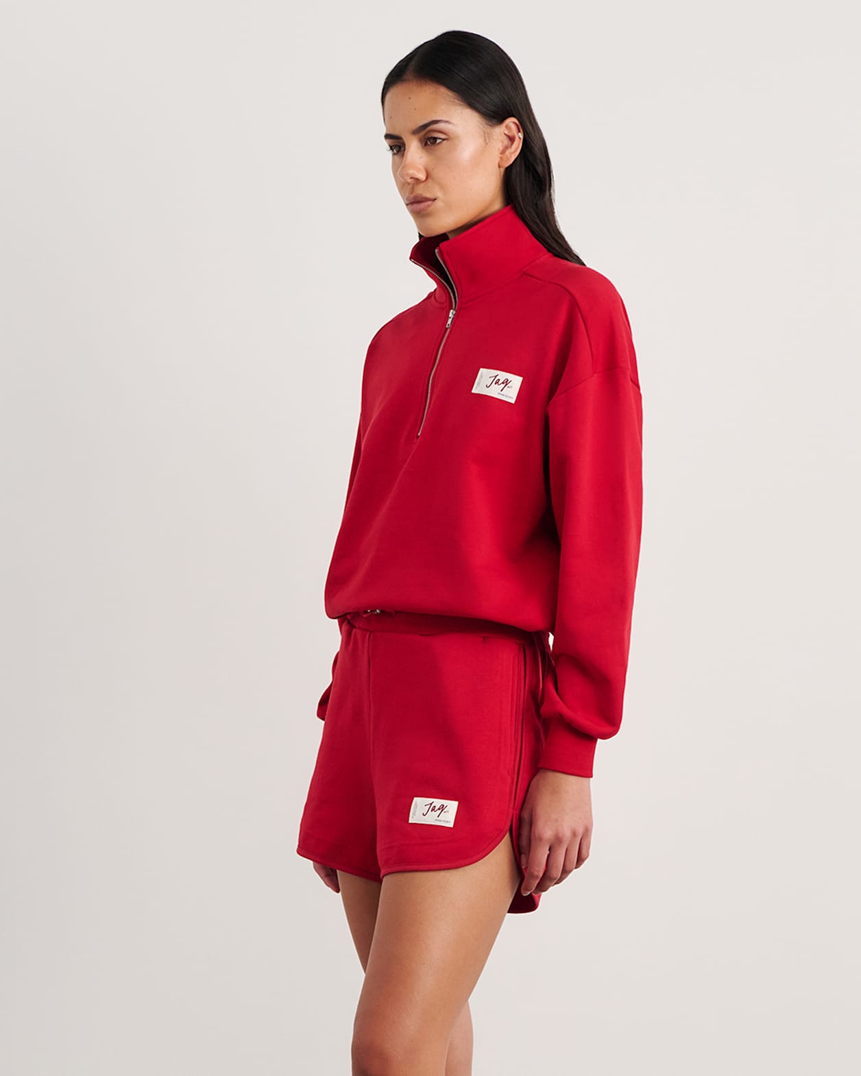 Aston Quarter Zip Sweat in DEEP RED