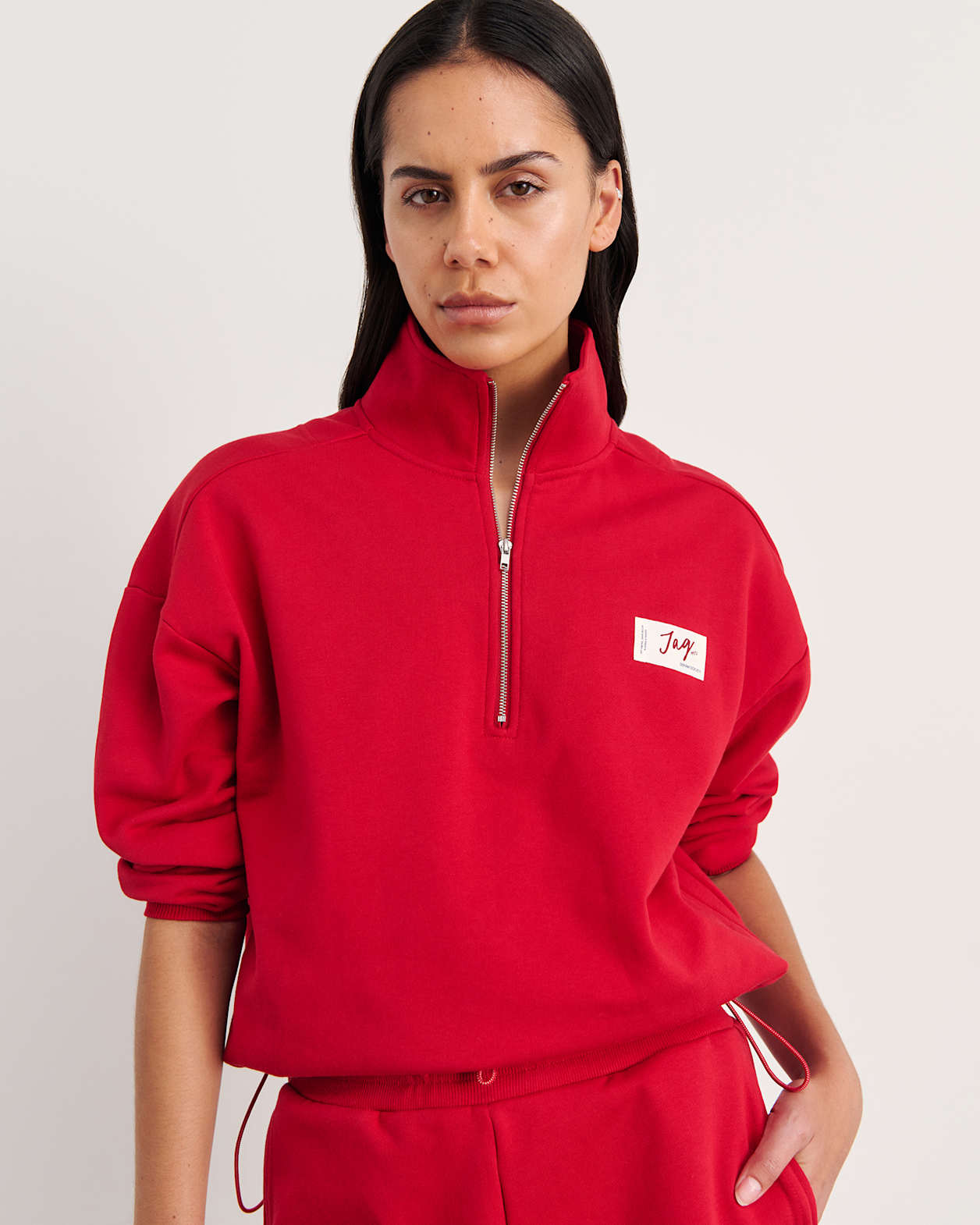 Aston Quarter Zip Sweat in DEEP RED