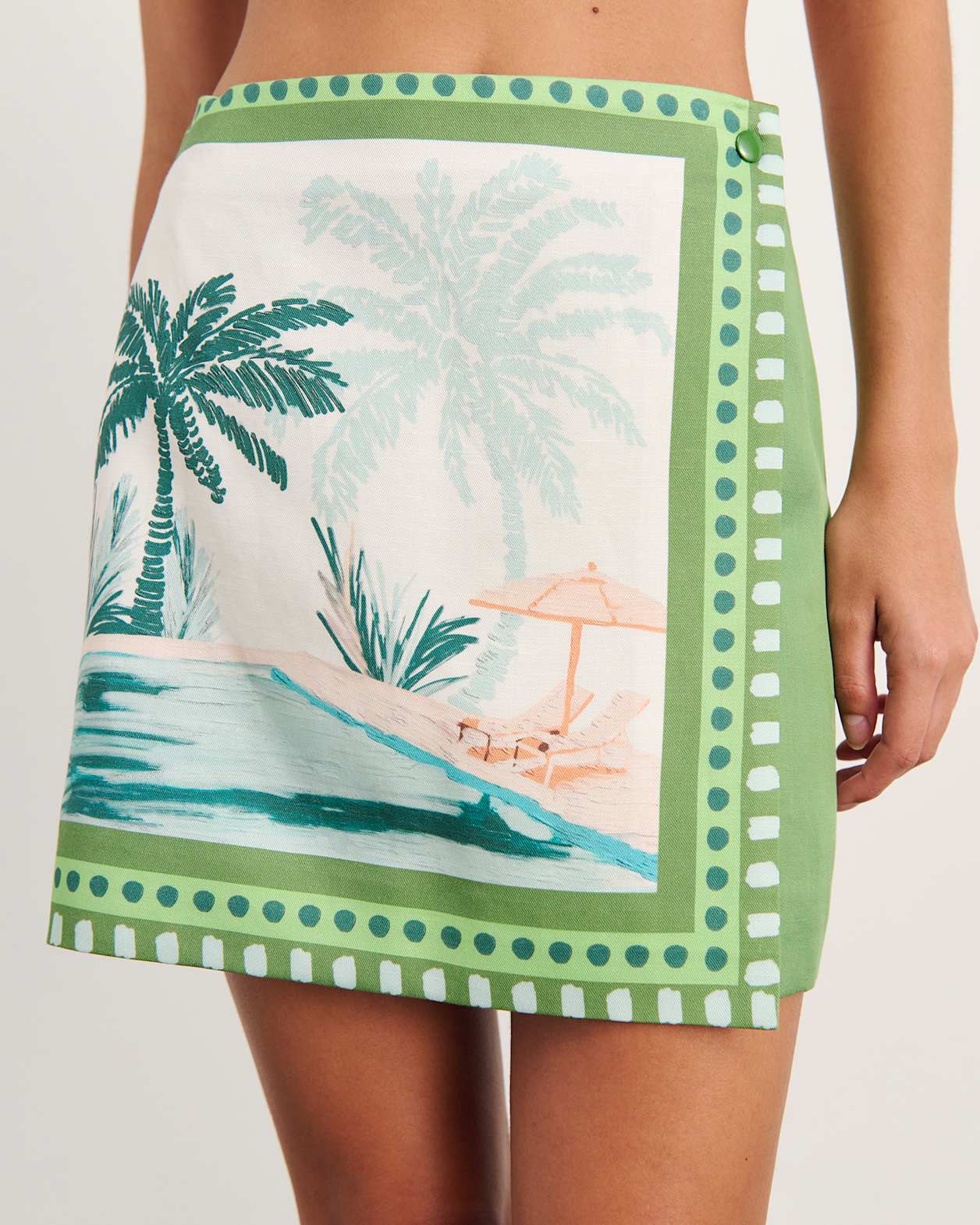 Sunlounger Mini Skirt in IVORY/MOSS