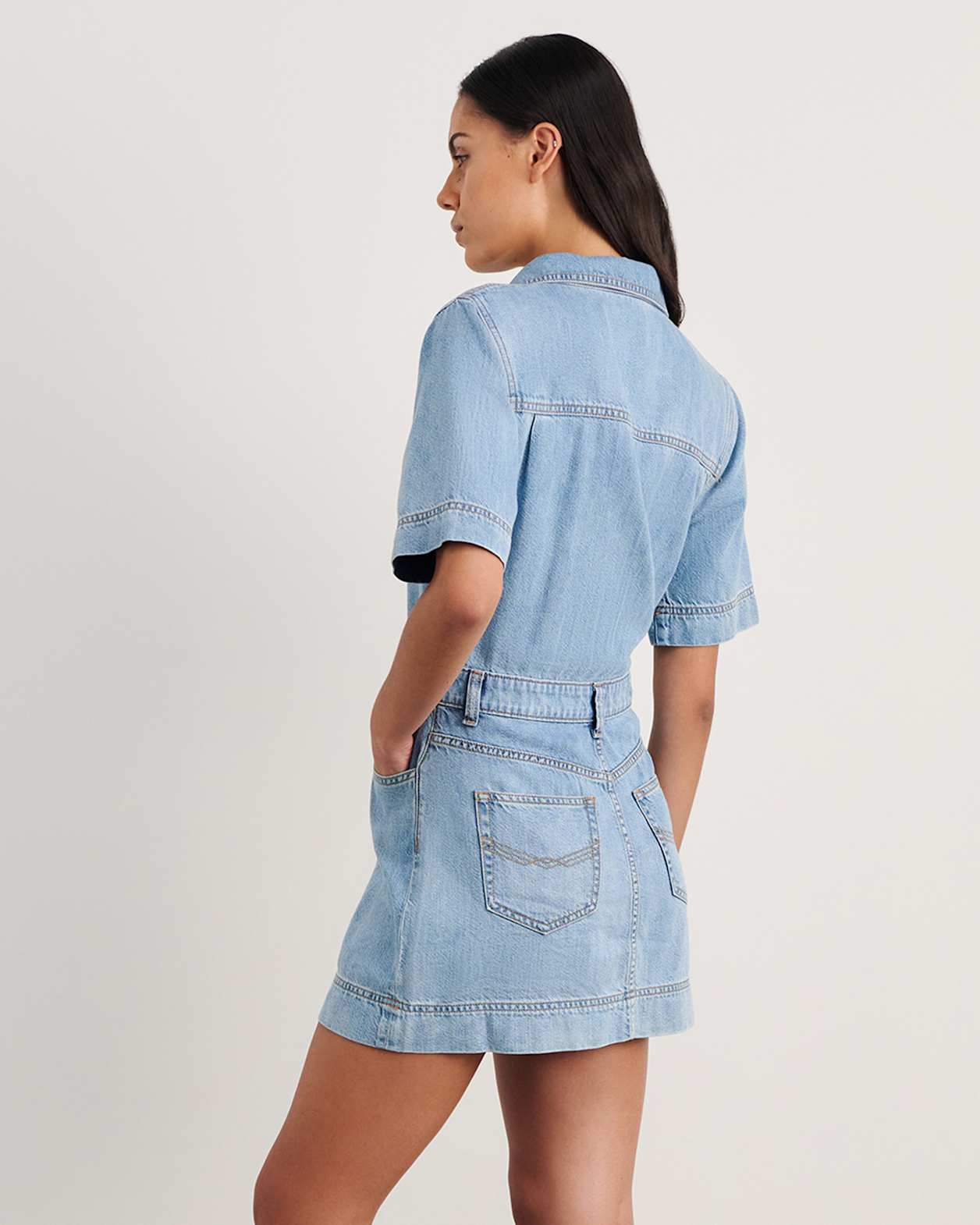 Loe Denim Shirt Dress in LIGHT WASH