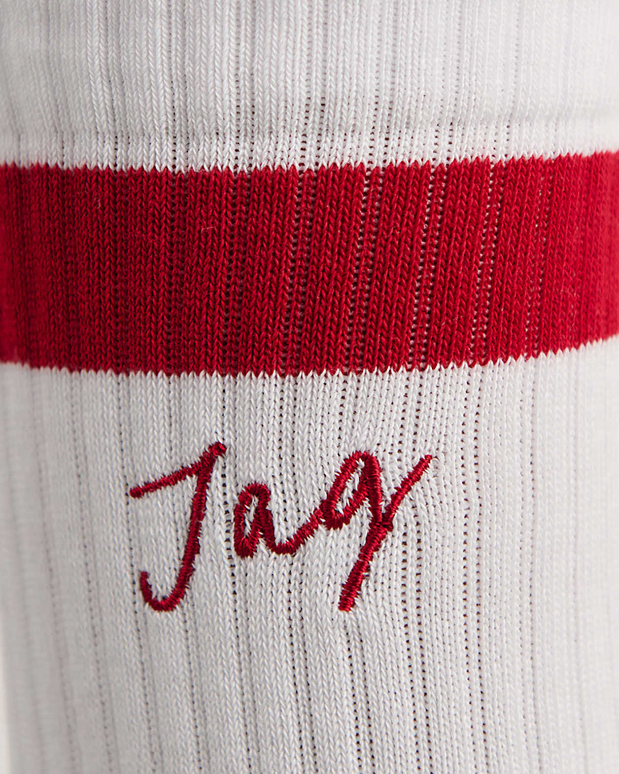 Jag Embroidered Sport Sock in WHITE/RED