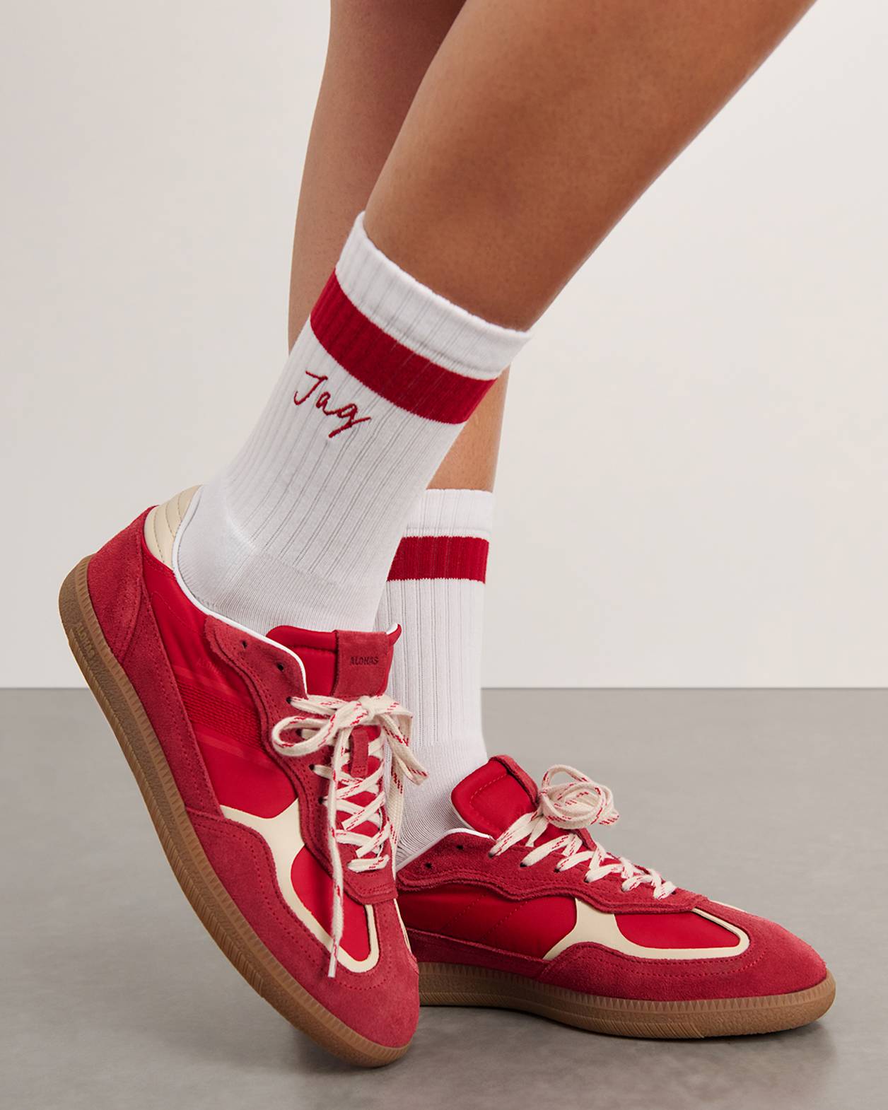 Jag Embroidered Sport Sock in WHITE/RED